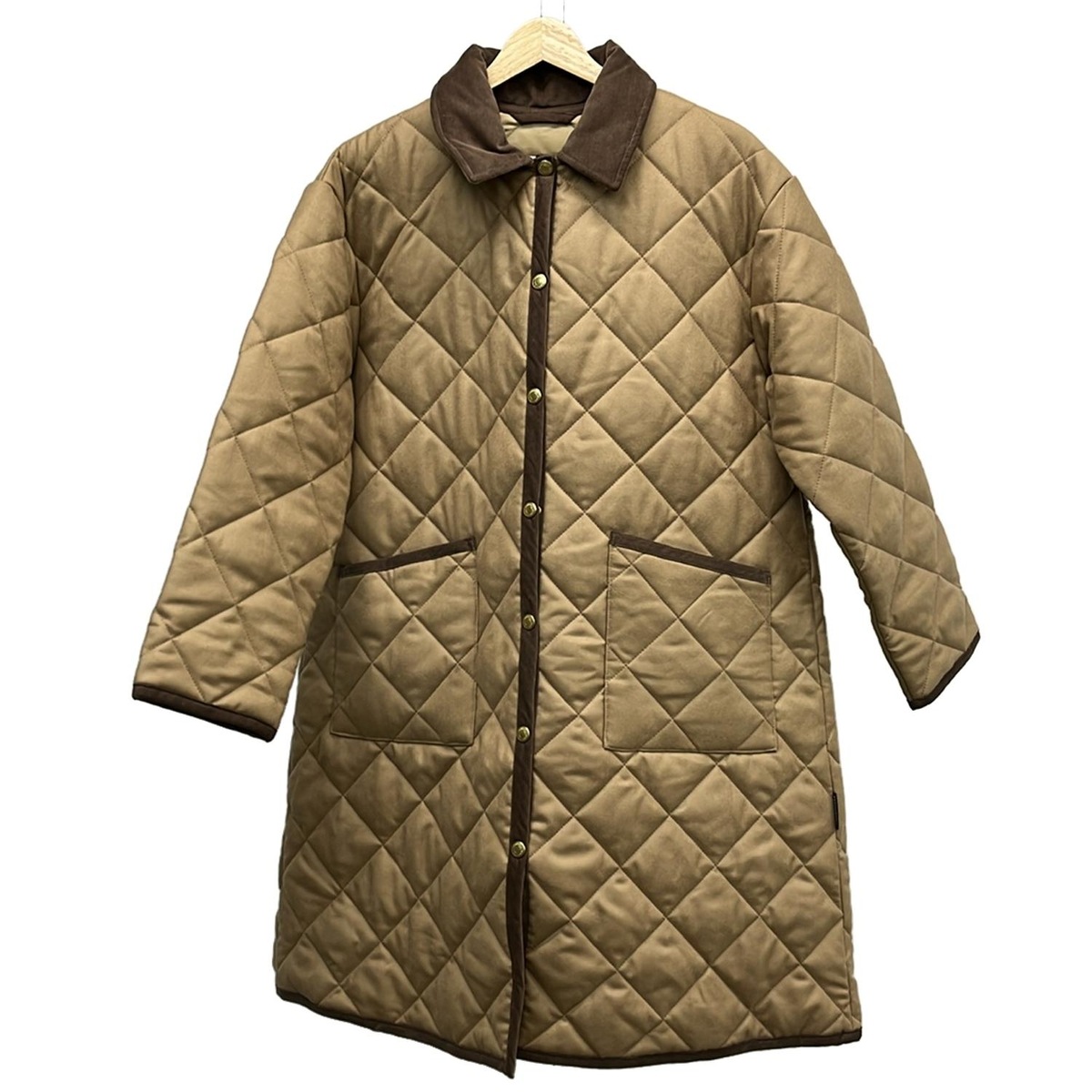 トラディショナルウェザーウェア/コート/ベージュ×ダークブラウン