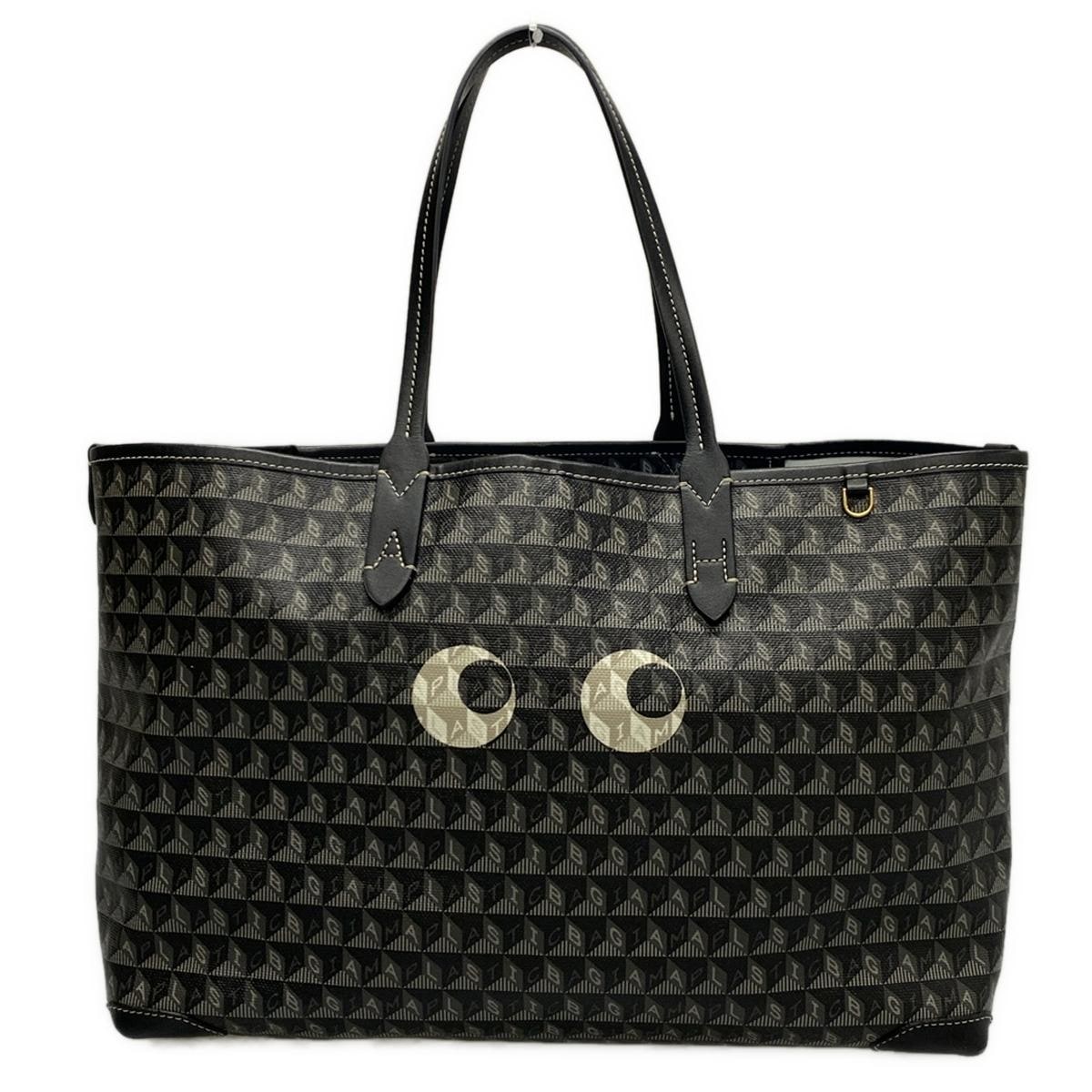 アニヤハインドマーチ/トートバッグ/アイズ/黒×グレー×マルチ/PVC(塩化