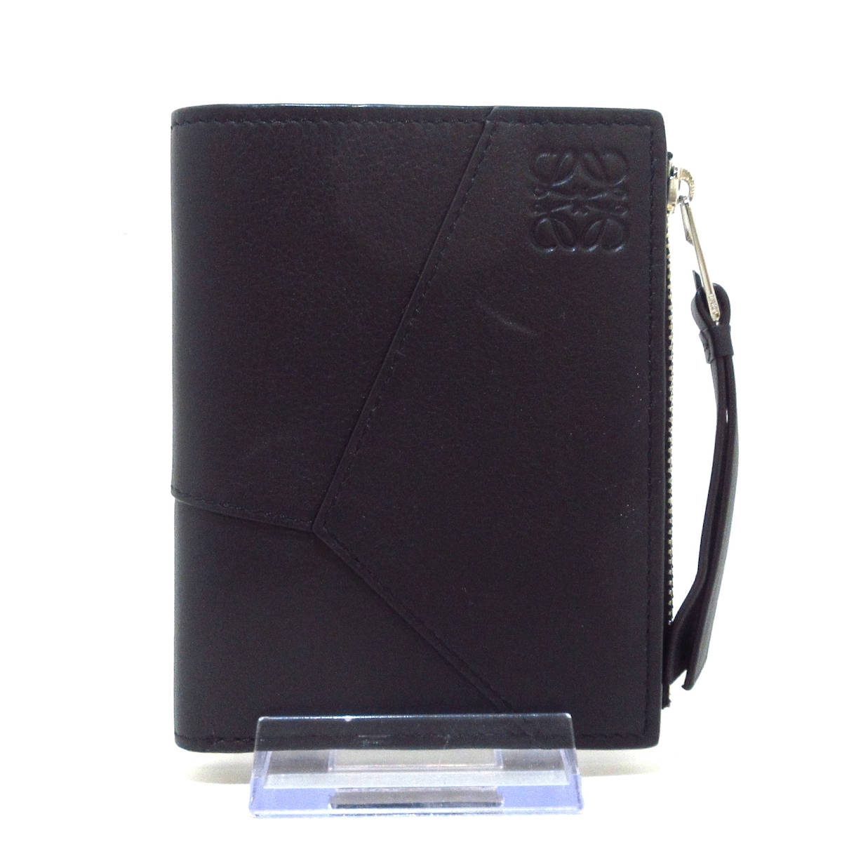 ロエベ/2つ折り財布/パズル スリムコンパクトウォレット/黒/型番