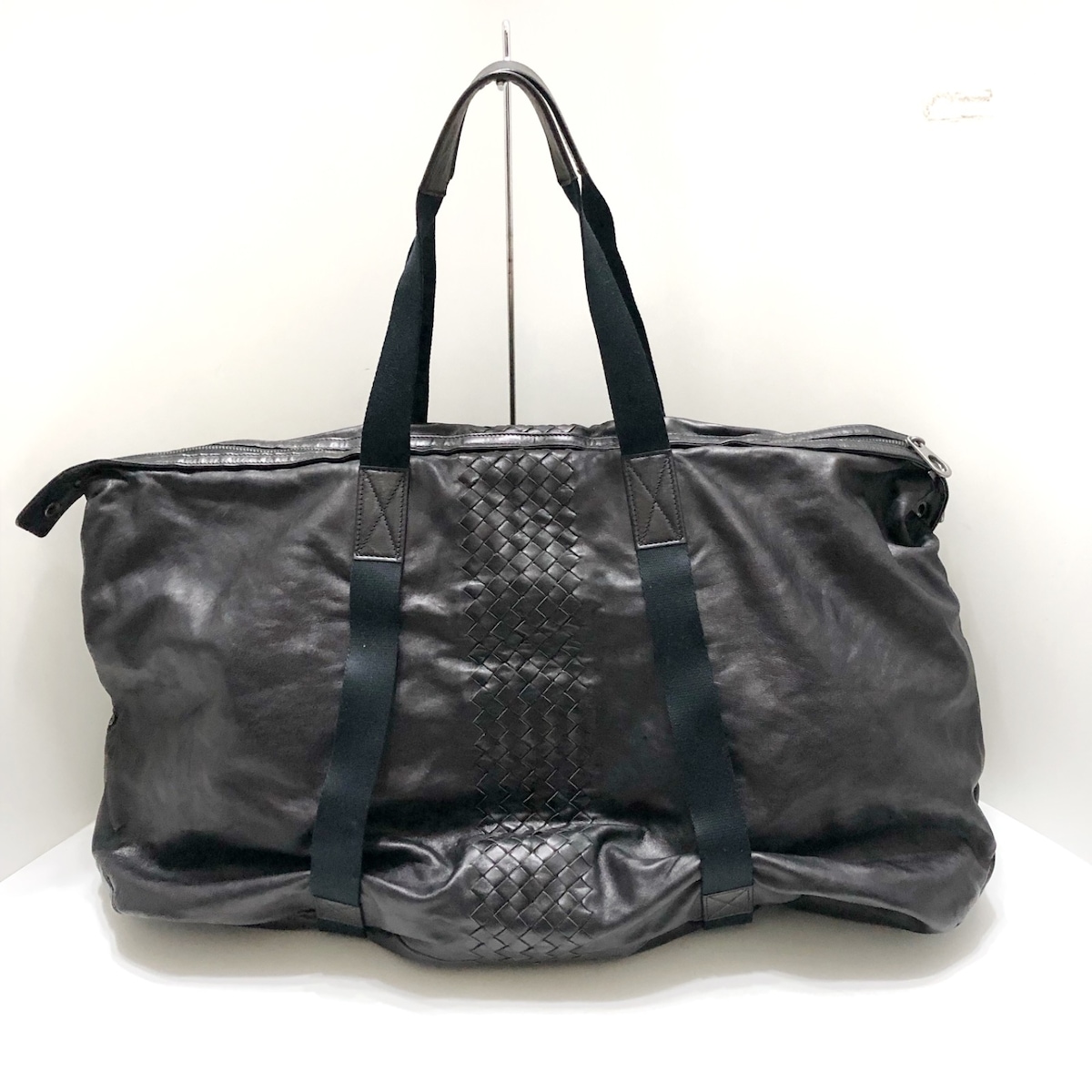 ボッテガヴェネタ/ボストンバッグ/イントレチャート/ダークブラウン×黒