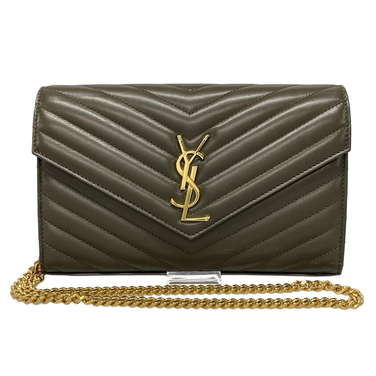 サンローランパリ/財布/モノグラム チェーン ウォレット/カーキ/型番