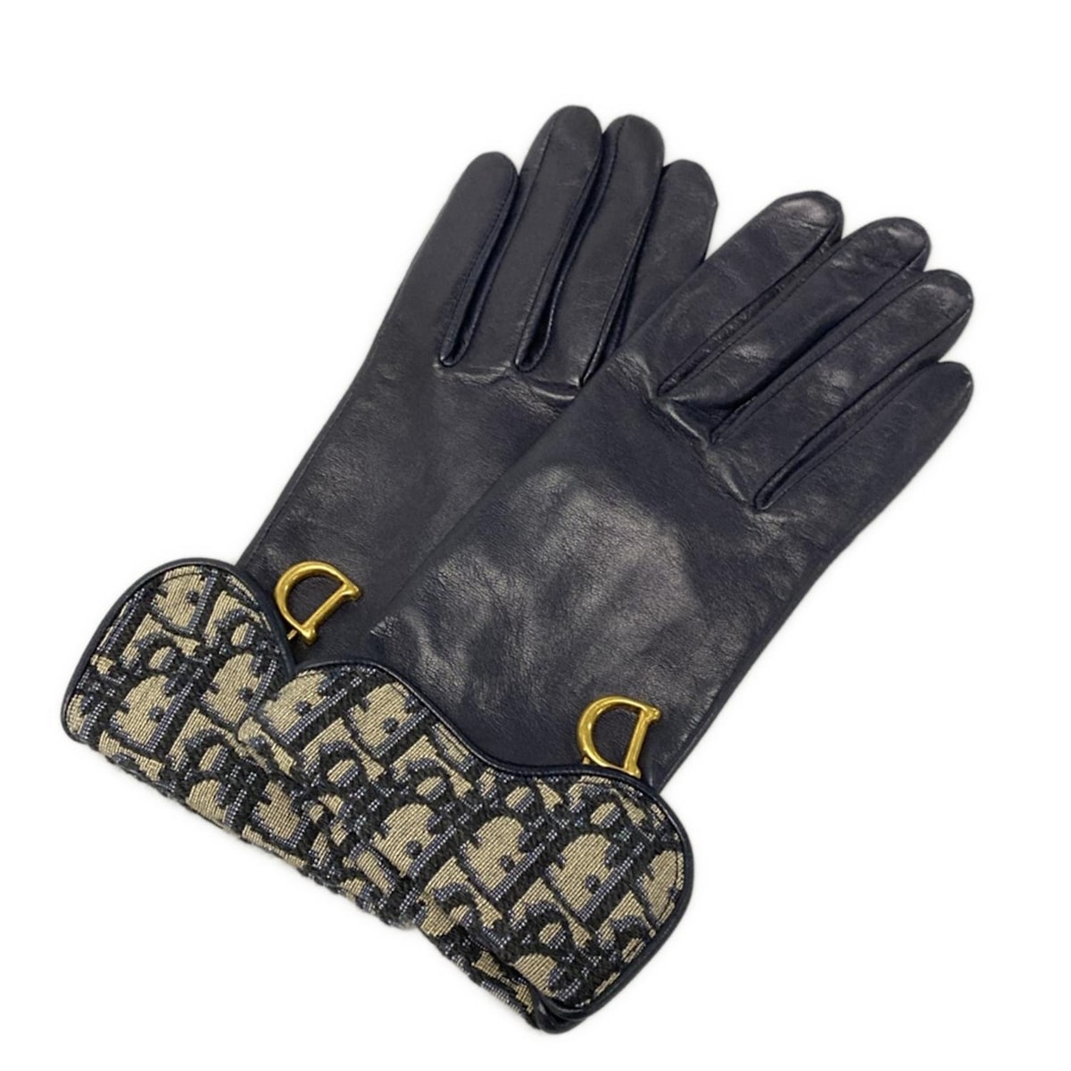 ディオール/クリスチャンディオール/手袋/ダークネイビー×ベージュの