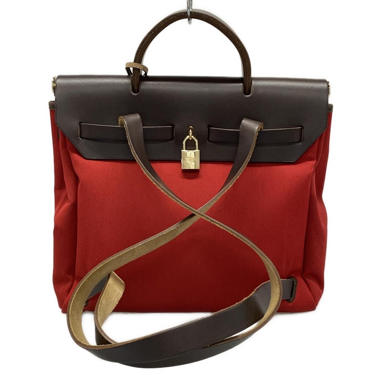 エルメス/リュックサック/エールバッグアド/レッド×ダークブラウン