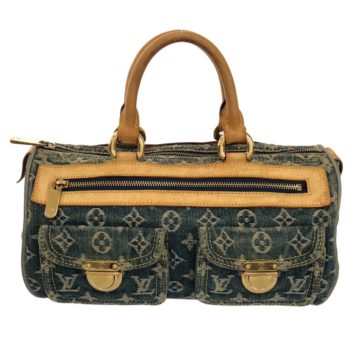 ルイヴィトン/ハンドバッグ/ネオスピーディ/ブルー/コットン・レザー