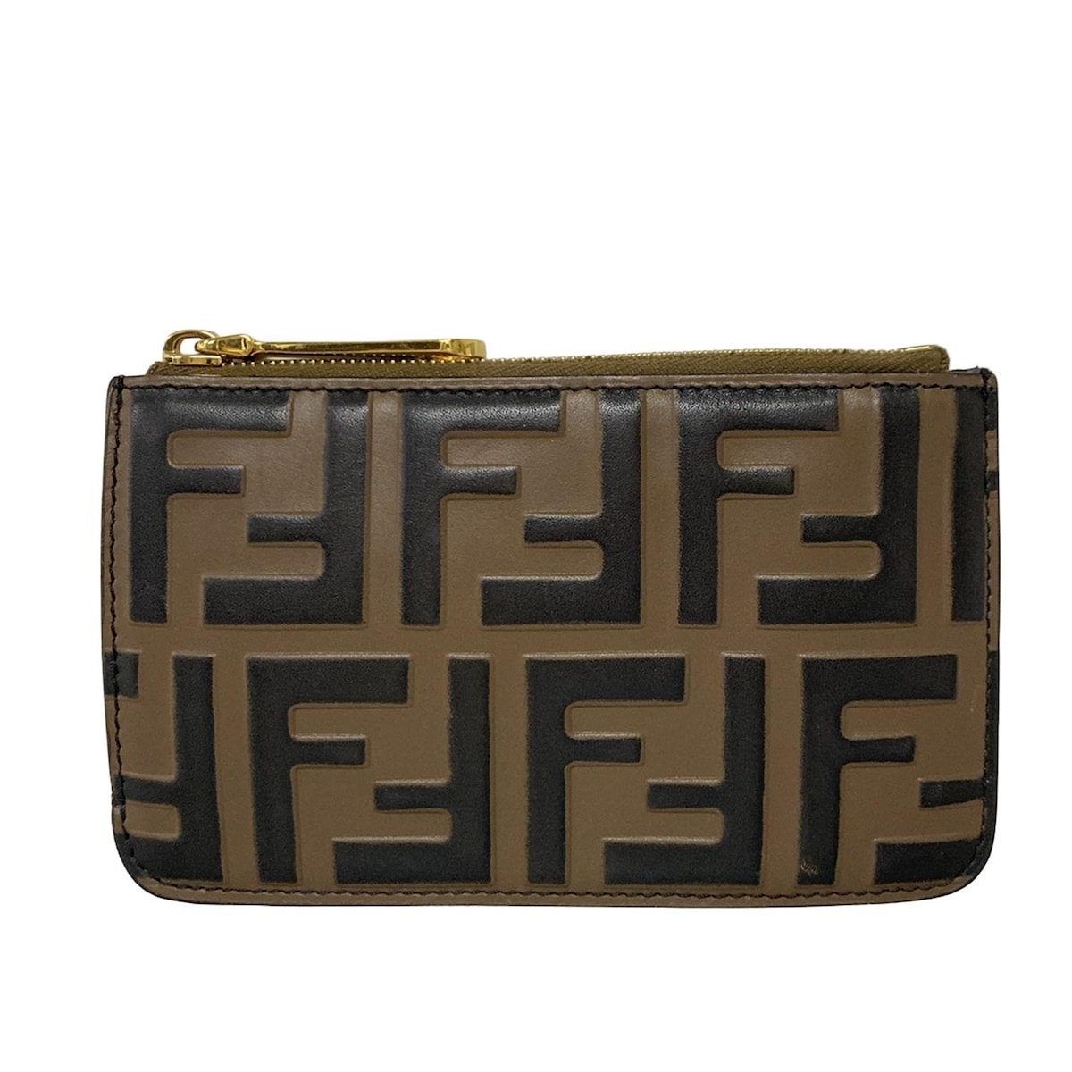 フェンディ/コインケース/ズッカ柄/ダークブラウン×黒/型番：8AP161の