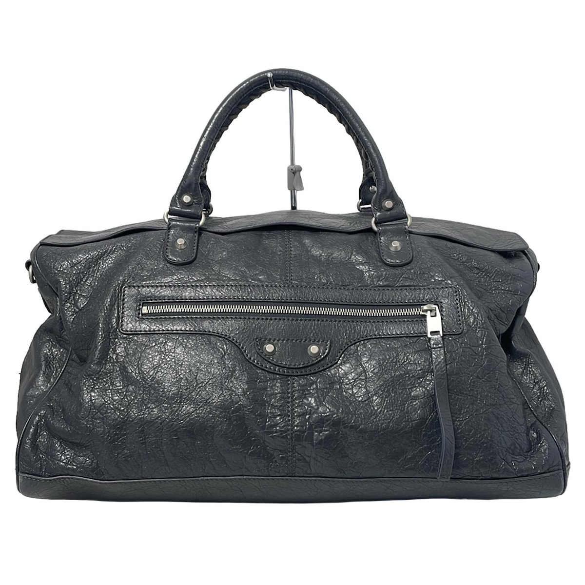 バレンシアガ/ボストンバッグ/スカッシュ/ダークグレー/レザー/型番