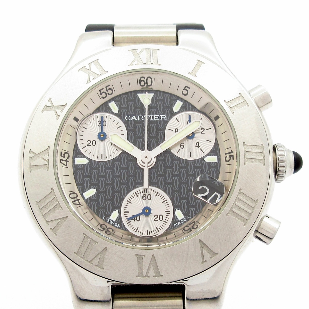 カルティエ 腕時計 マスト21クロノスカフLM W10125U2 メンズ 黒