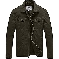 WenVen Men's Lightweight Cotton Military Jacket Spring Outwear