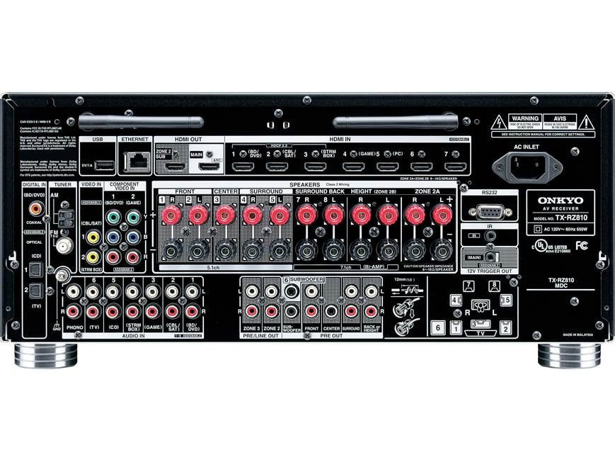 Onkyo TX-RZ810 7.2-channel home theater receiver with Wi-Fi