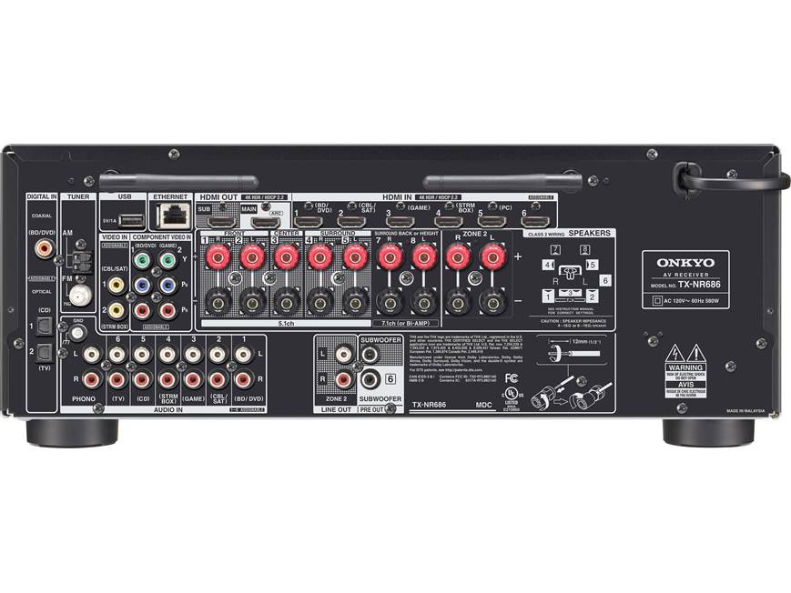 Onkyo TX-NR686 7.2-channel home theater receiver with Wi-Fi
