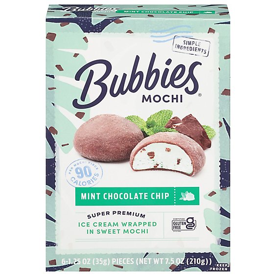 Bubbies Mochi Mint Chocolate Chip Ice Cream - 7.5 Oz - shaws