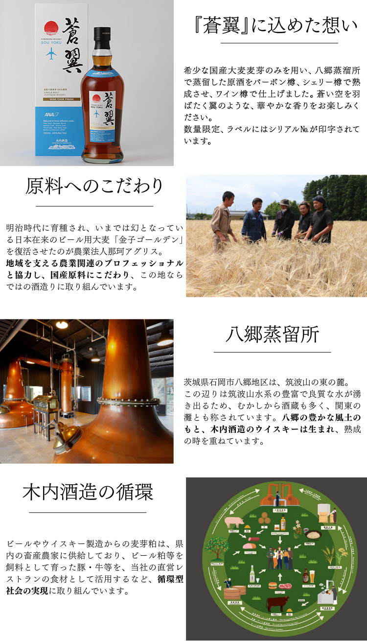 ANAオリジナル】＜木内酒造＞日の丸ウイスキー『蒼翼』 ジャパニーズ