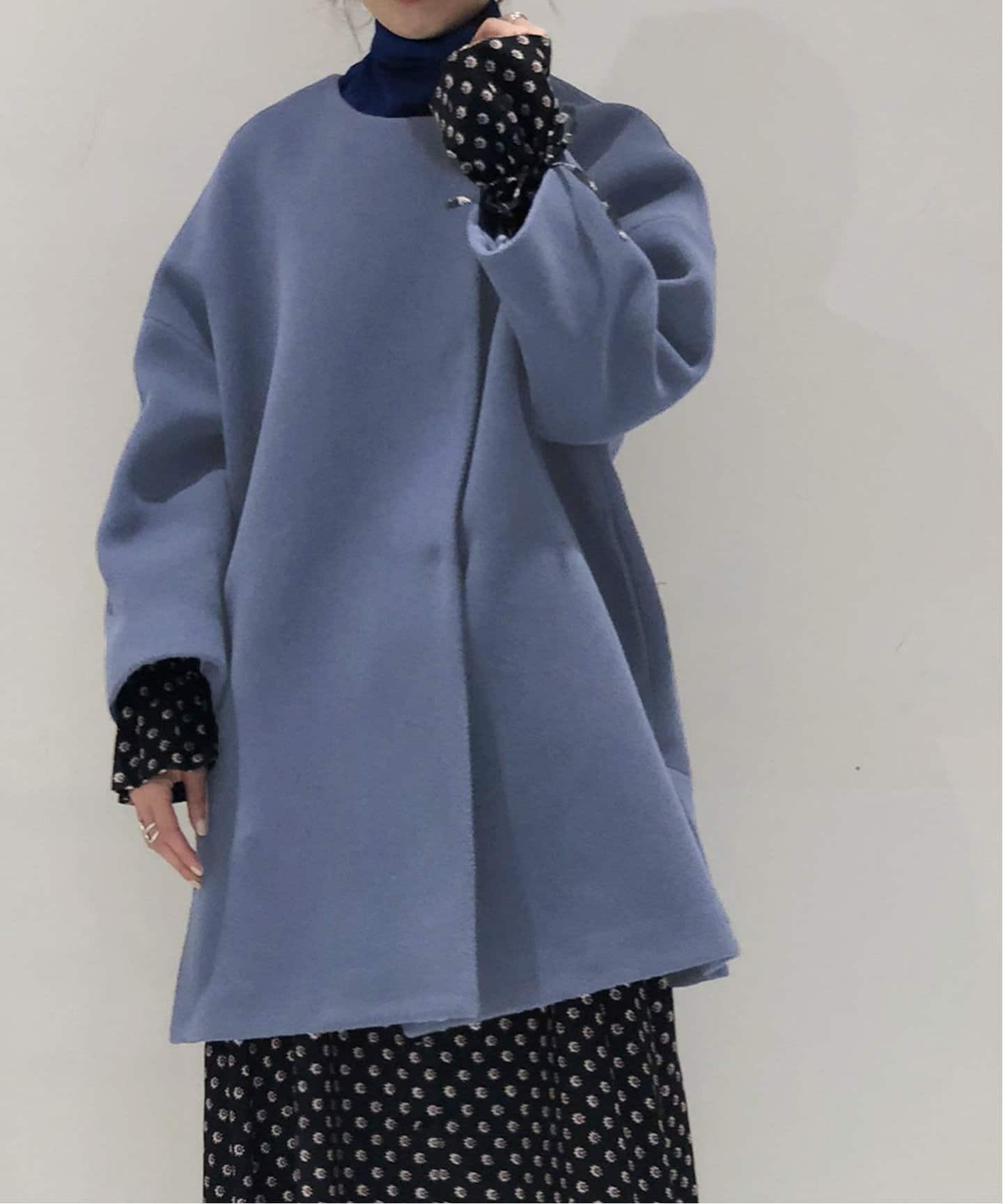 NOBLE ノーブル】W/Nyパイルノーカラーコート◇[品番：BYCW0001045