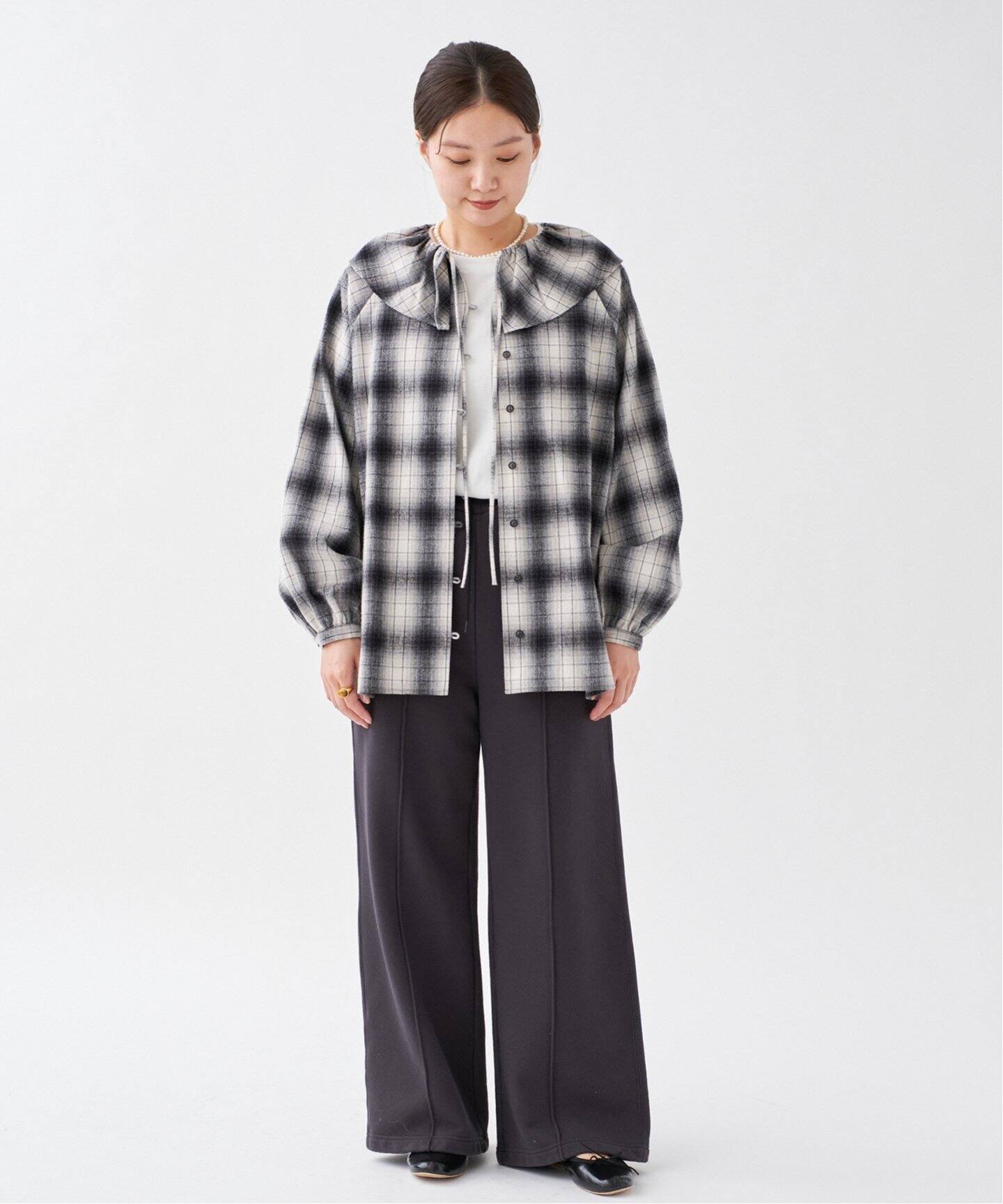 追加》BLACK フリルチェックブラウス（シャツ／ブラウス）｜IENA