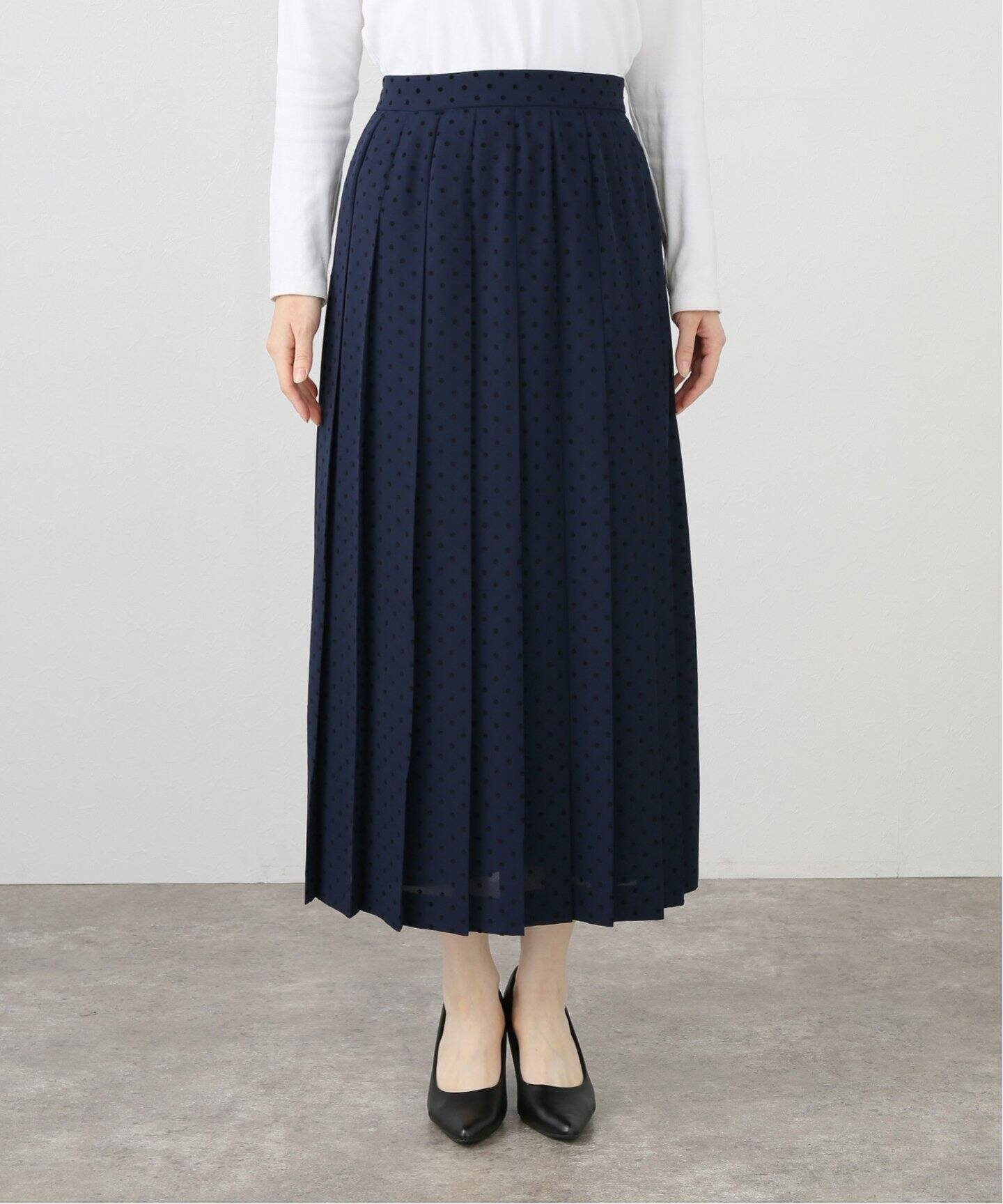 フロッキードットプリーツスカート（ロング・マキシ丈スカート）｜IENA