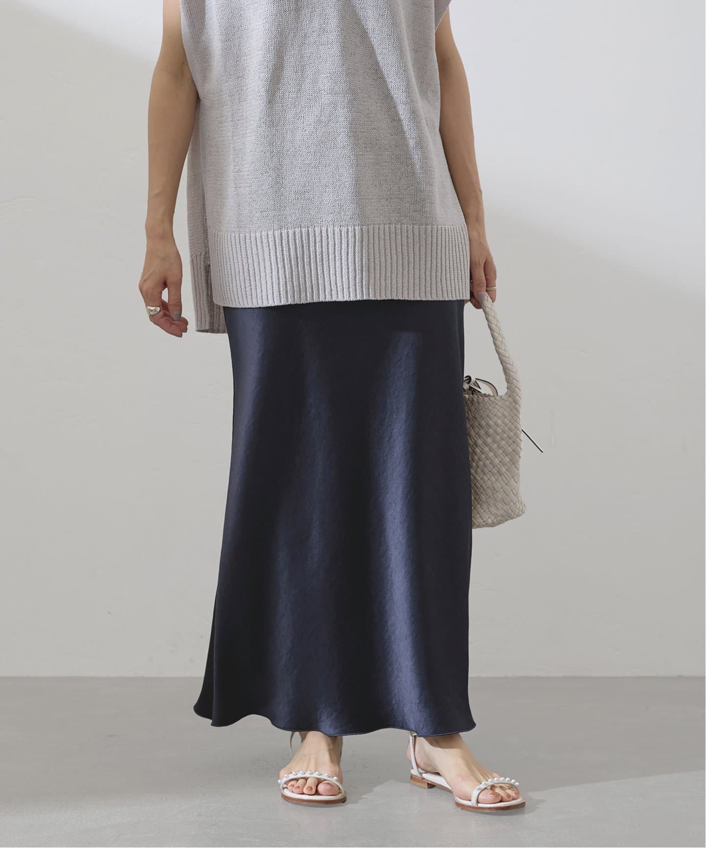 追加7》ダブルサテンスカート（ロング・マキシ丈スカート）｜IENA