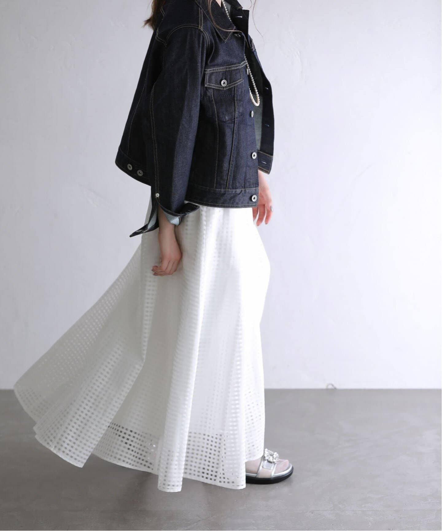 追加2》シアーチェックフレアスカート（ロング・マキシ丈スカート