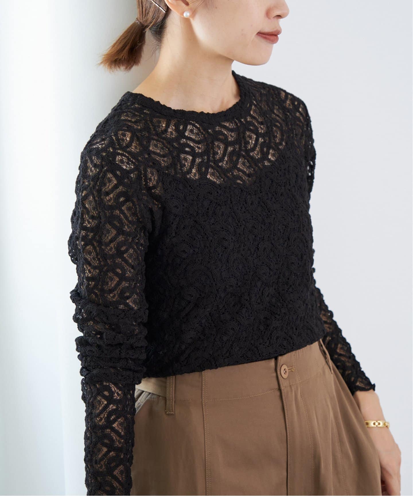 追加》ペイズリー ストレッチレースプルオーバー（Tシャツ／カットソー