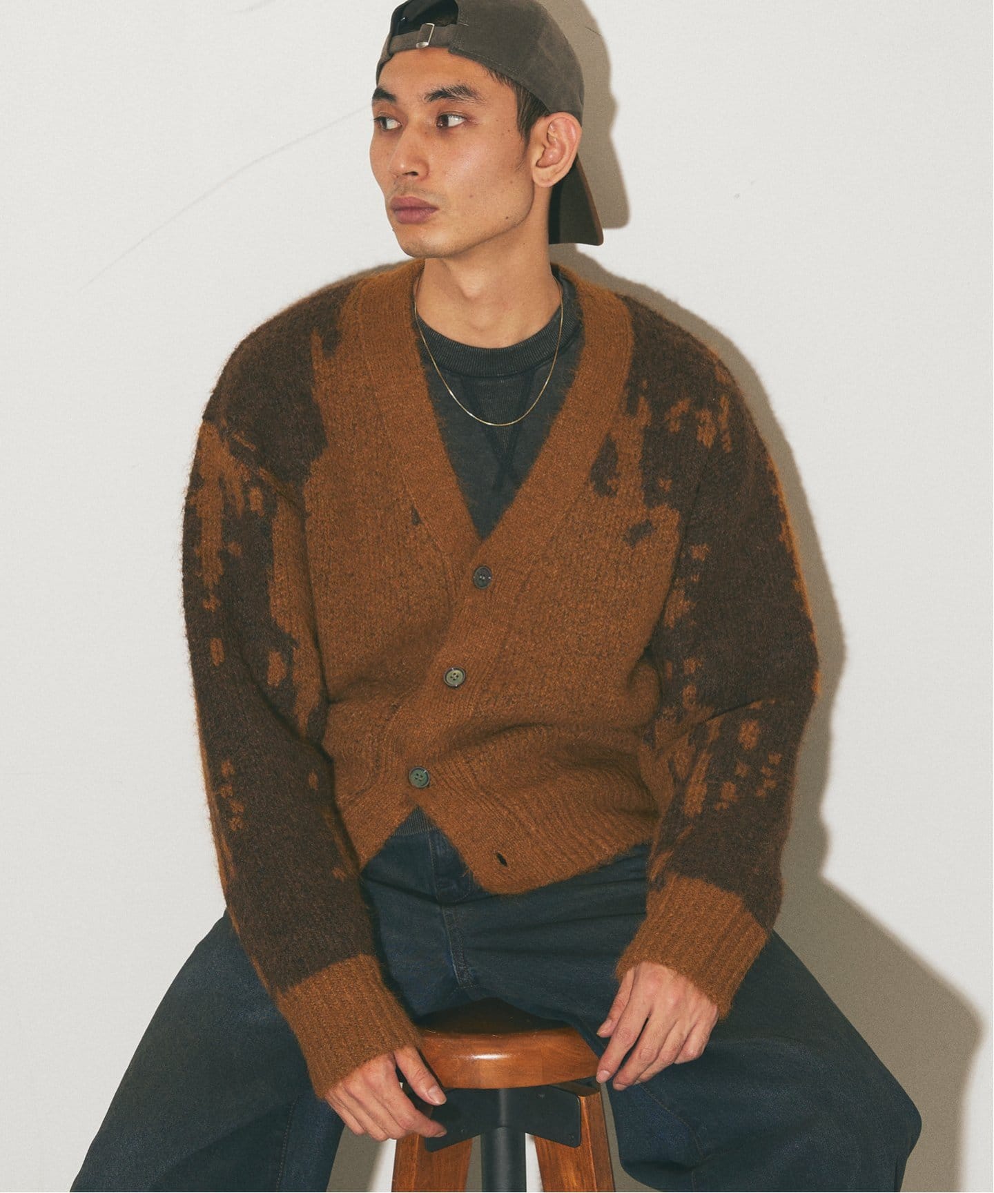 ルーズジャガード アブストラクト カーディガン（カーディガン