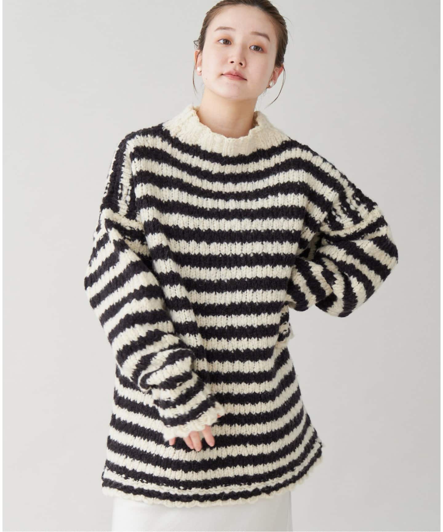 追加》BLACK ハイネックボーダーニット（ニット／セーター）｜IENA