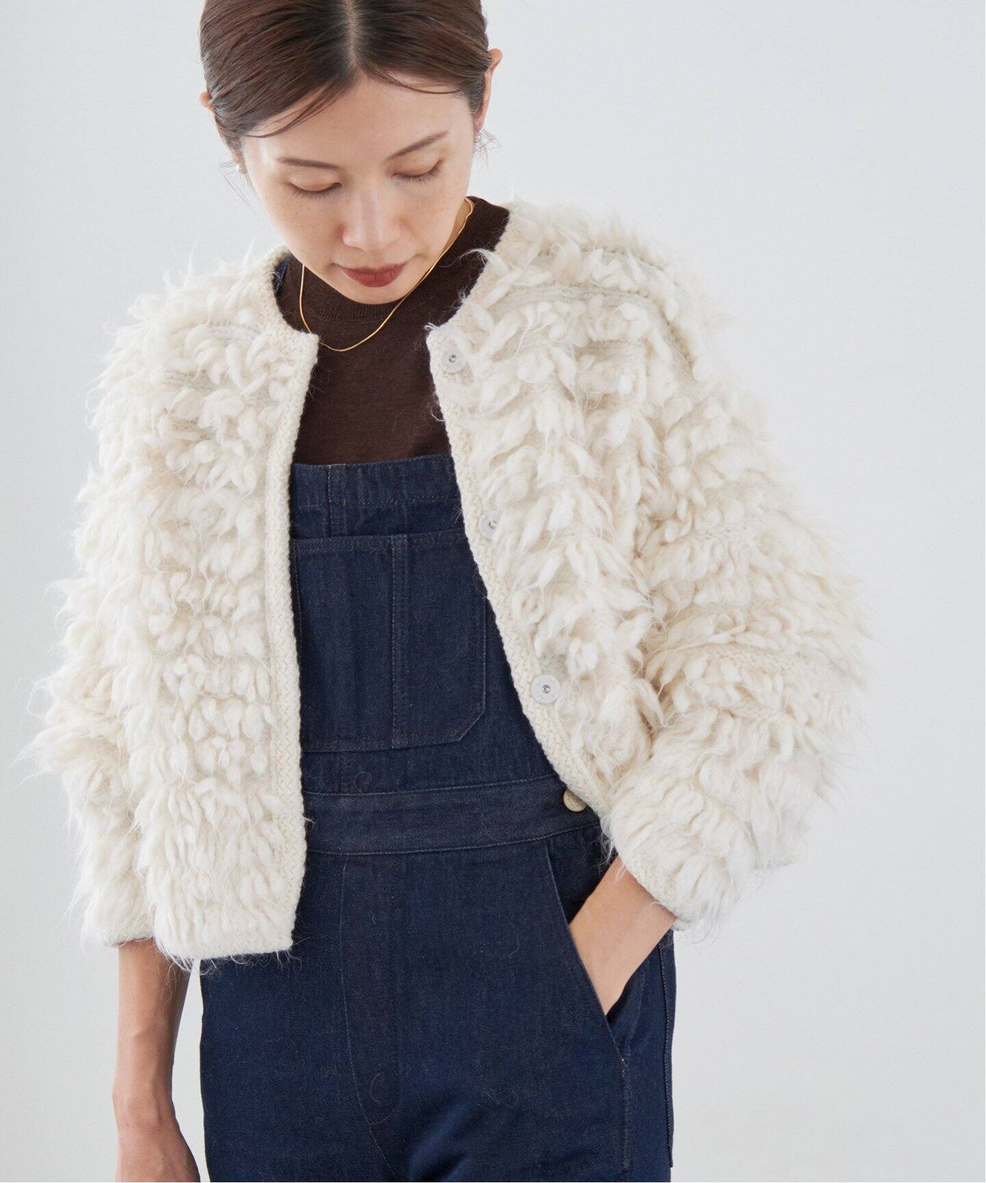 スーリーアルパカ混シャギーニットジャケット（カーディガン）｜IENA