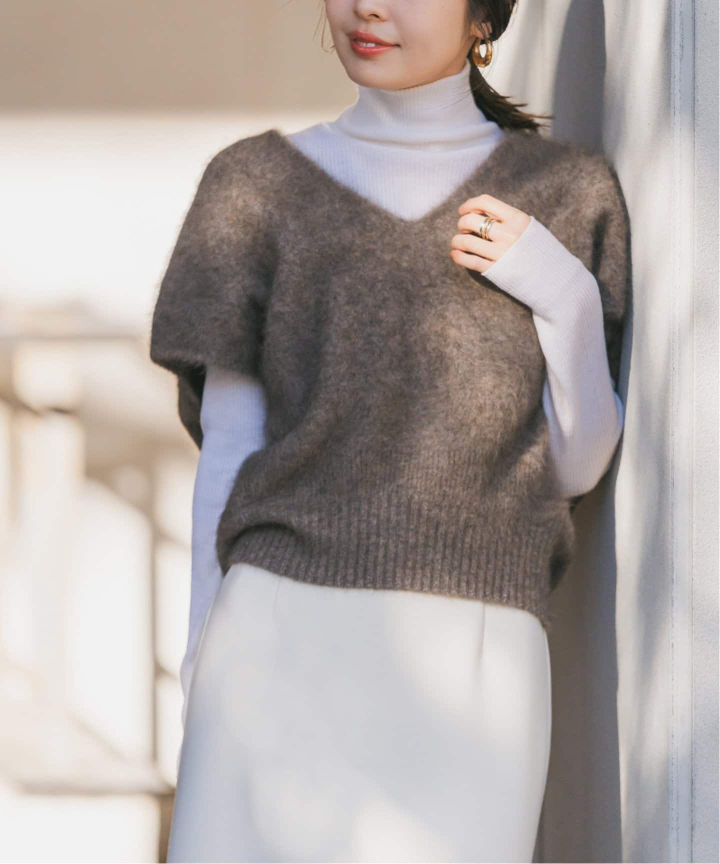 ○ファーニットVネックベスト（ニット／セーター）｜NOBLE（ノーブル