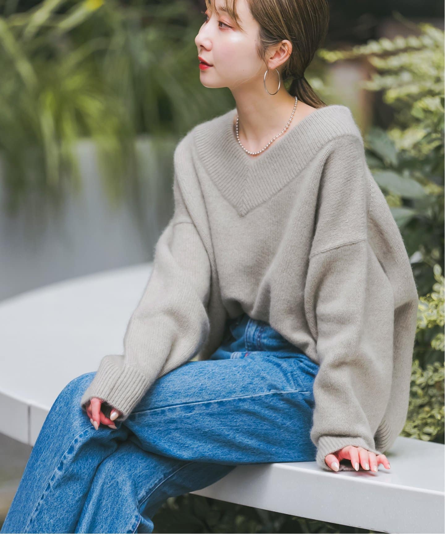 追加》YAK/ヤク ワイドVネックニット 3（ニット／セーター）｜NOBLE