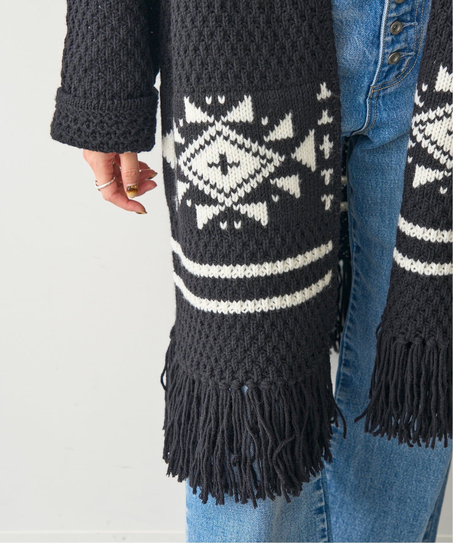 ジャガード フリンジニットカーディガン（カーディガン）｜Spick and