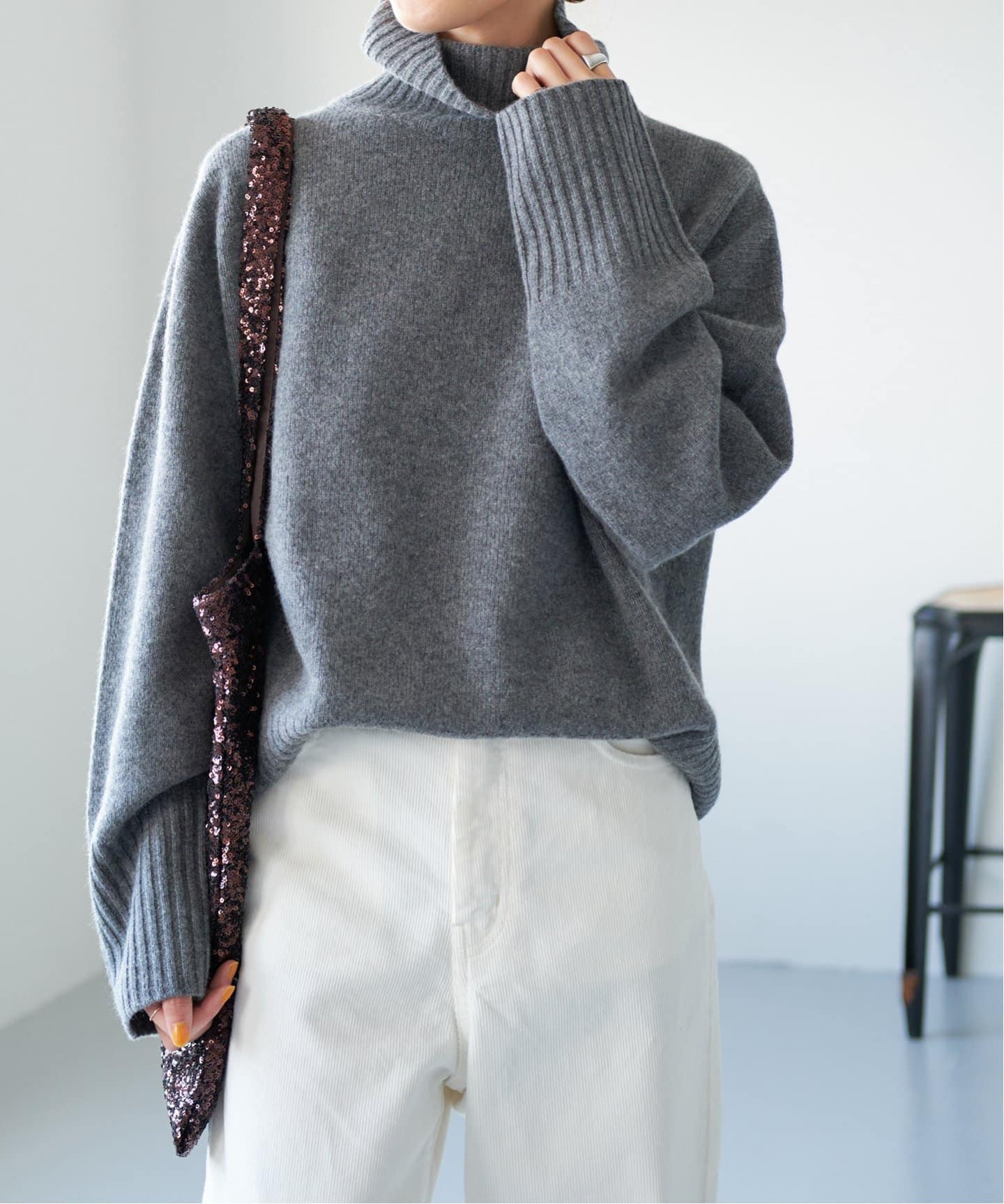 ウールカシミヤ タートルネックプルオーバー（ニット／セーター