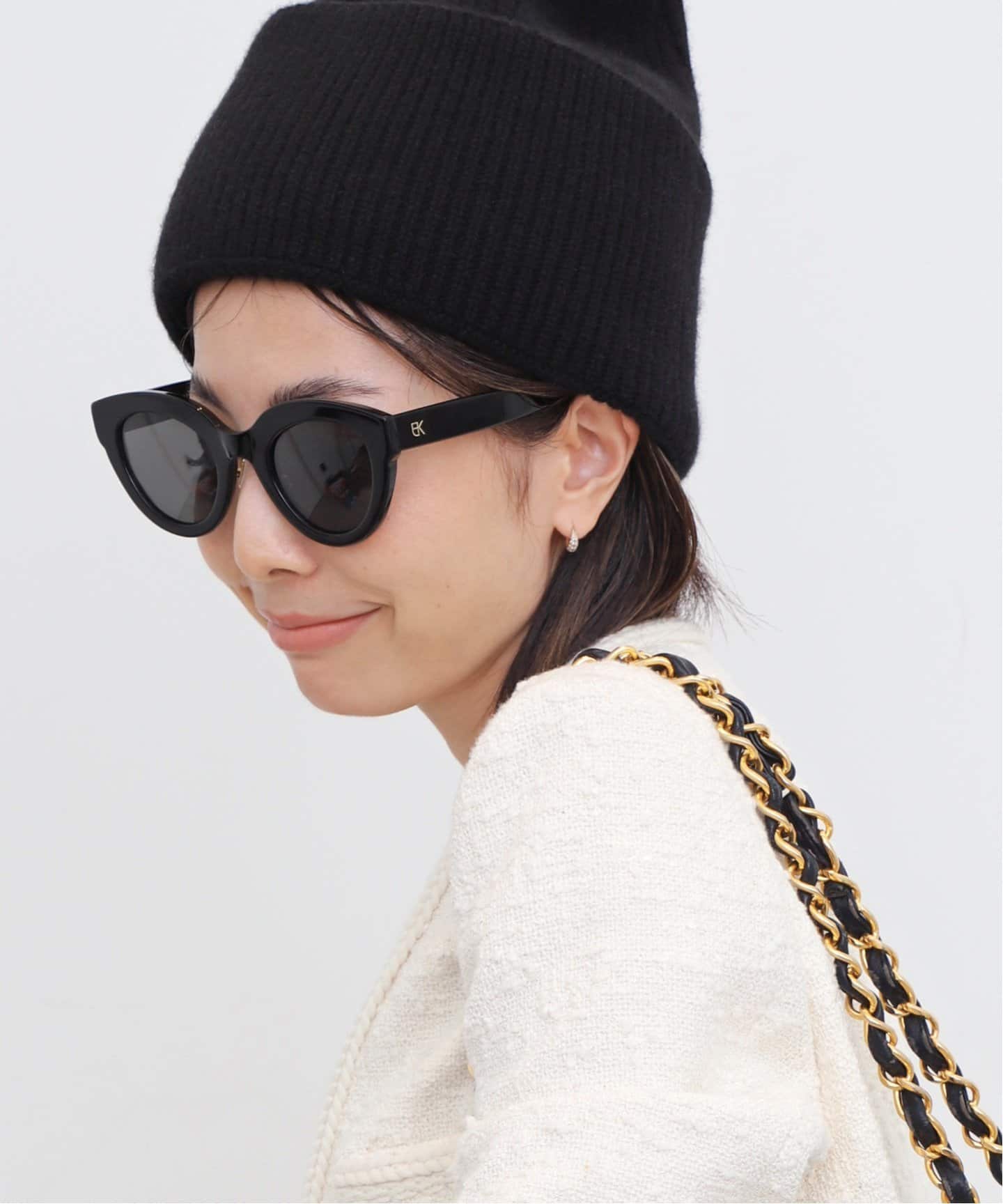 L'Appartement Cashmere knit Cap ブラック