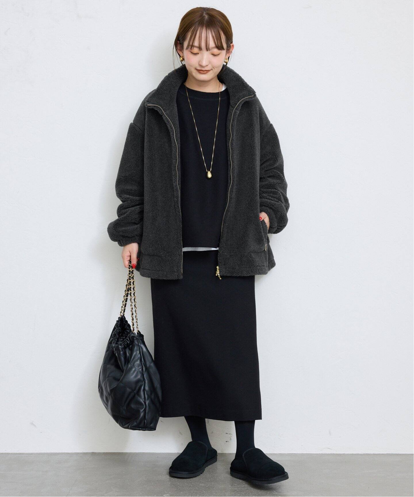 ウールコンボアスタンドコクーンブルゾン（その他ブルゾン／アウター