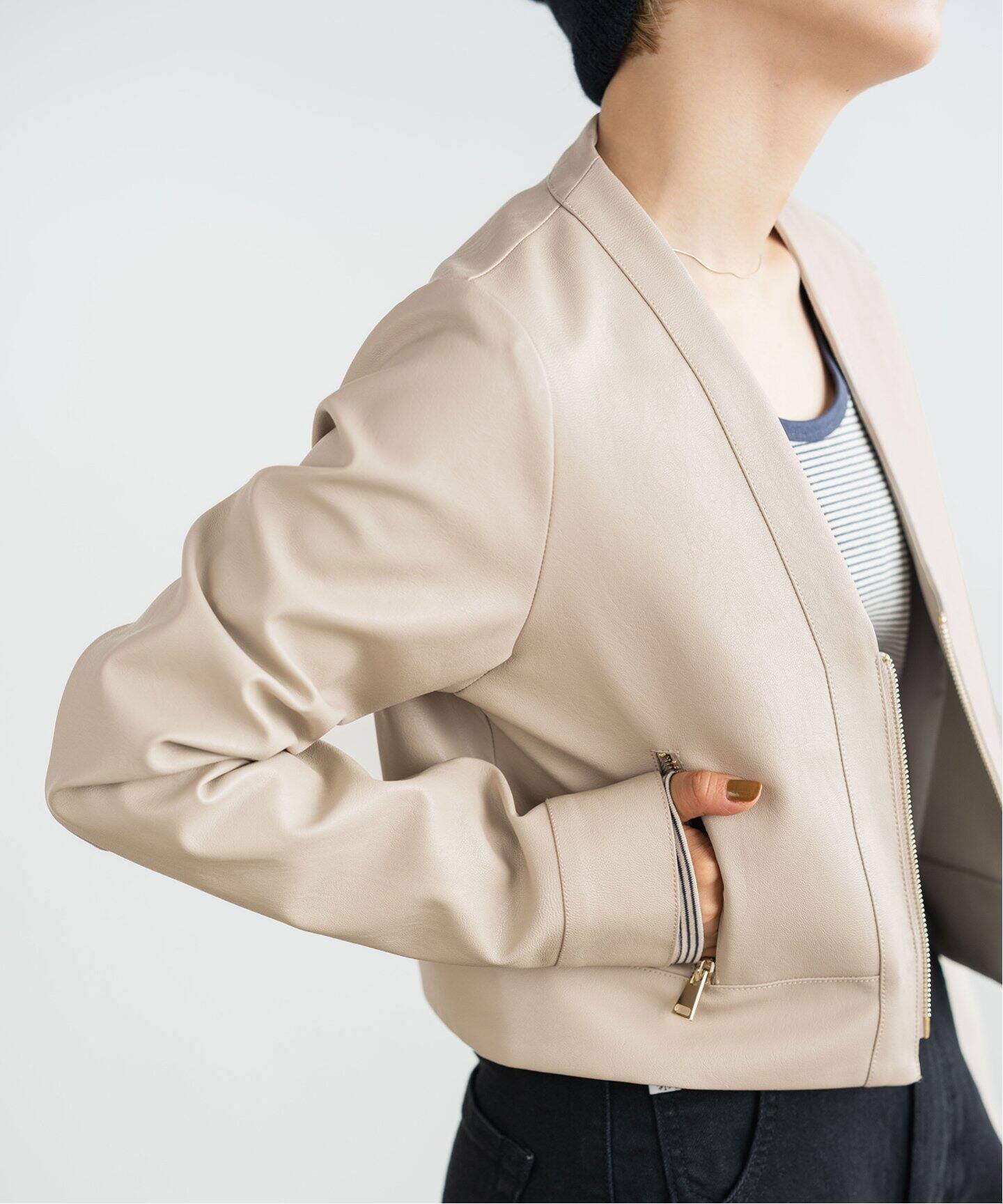 ♡大人気 Spick＆Span レザー ノーカラー ライダース 羊革 【公式通販】