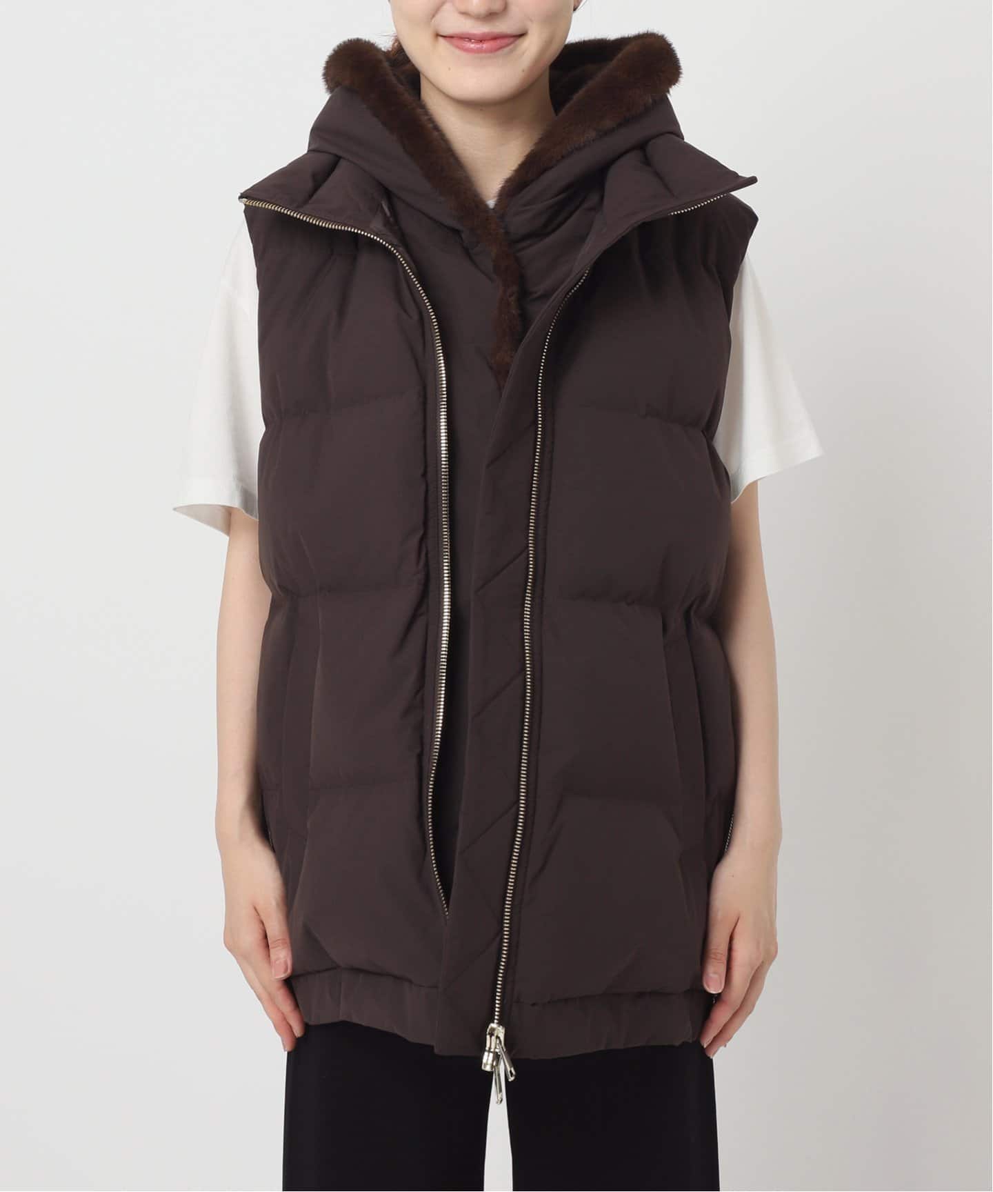 LOU ANDREA/ルー アンドレア】 FAKE MINK VEST（ダウン・中綿ベスト