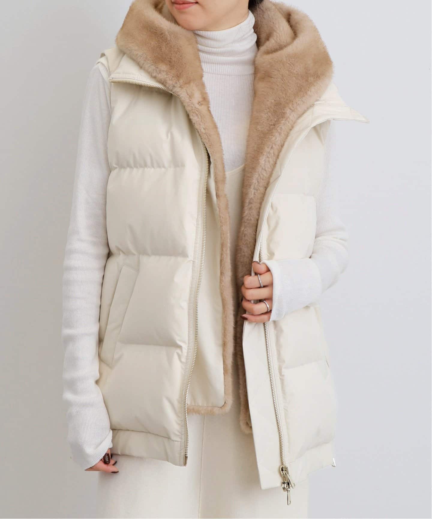 LOU ANDREA/ルー アンドレア】 FAKE MINK VEST（ダウン・中綿ベスト