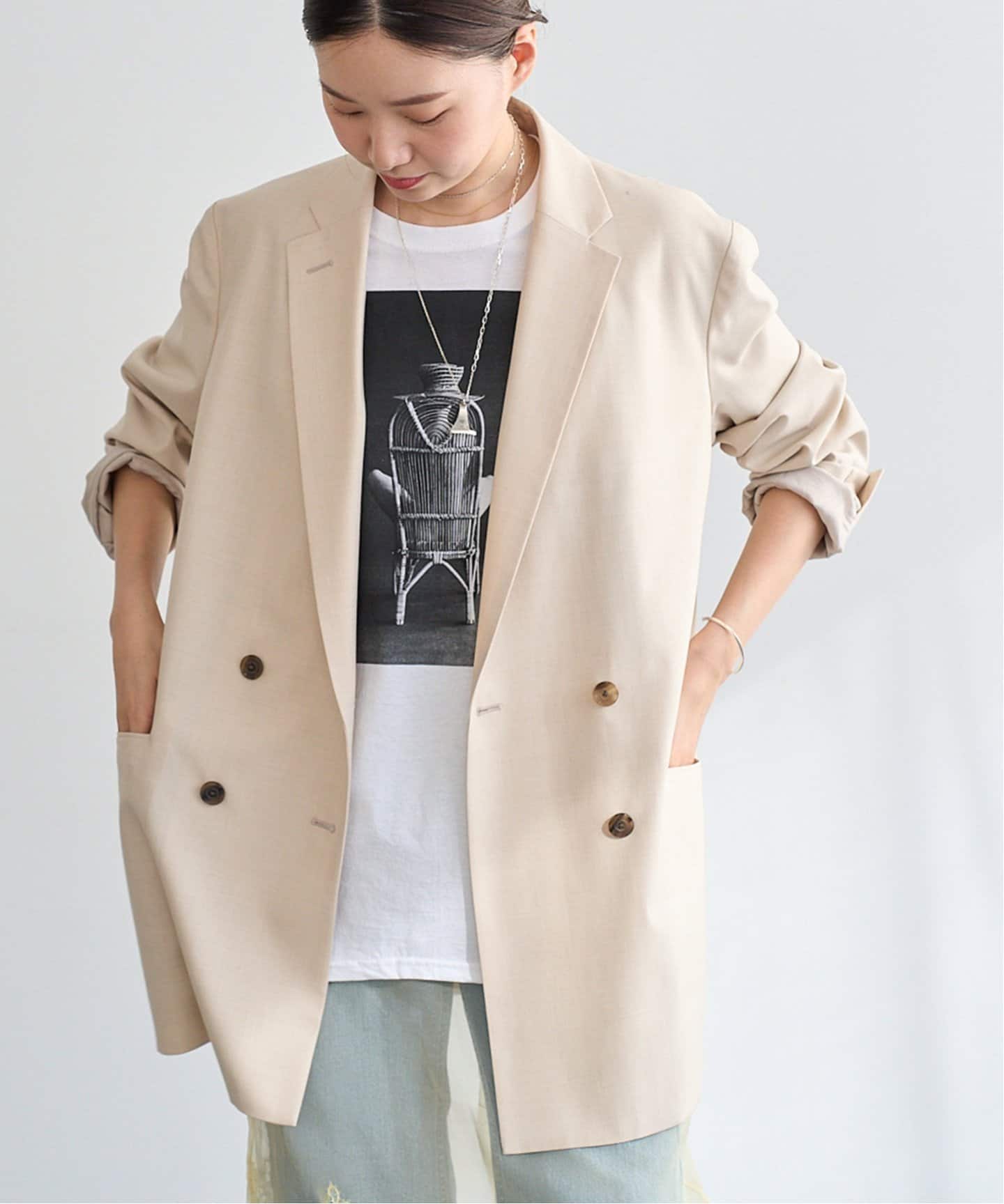 ダブルブレストライトビッグジャケット（テーラードジャケット）｜IENA