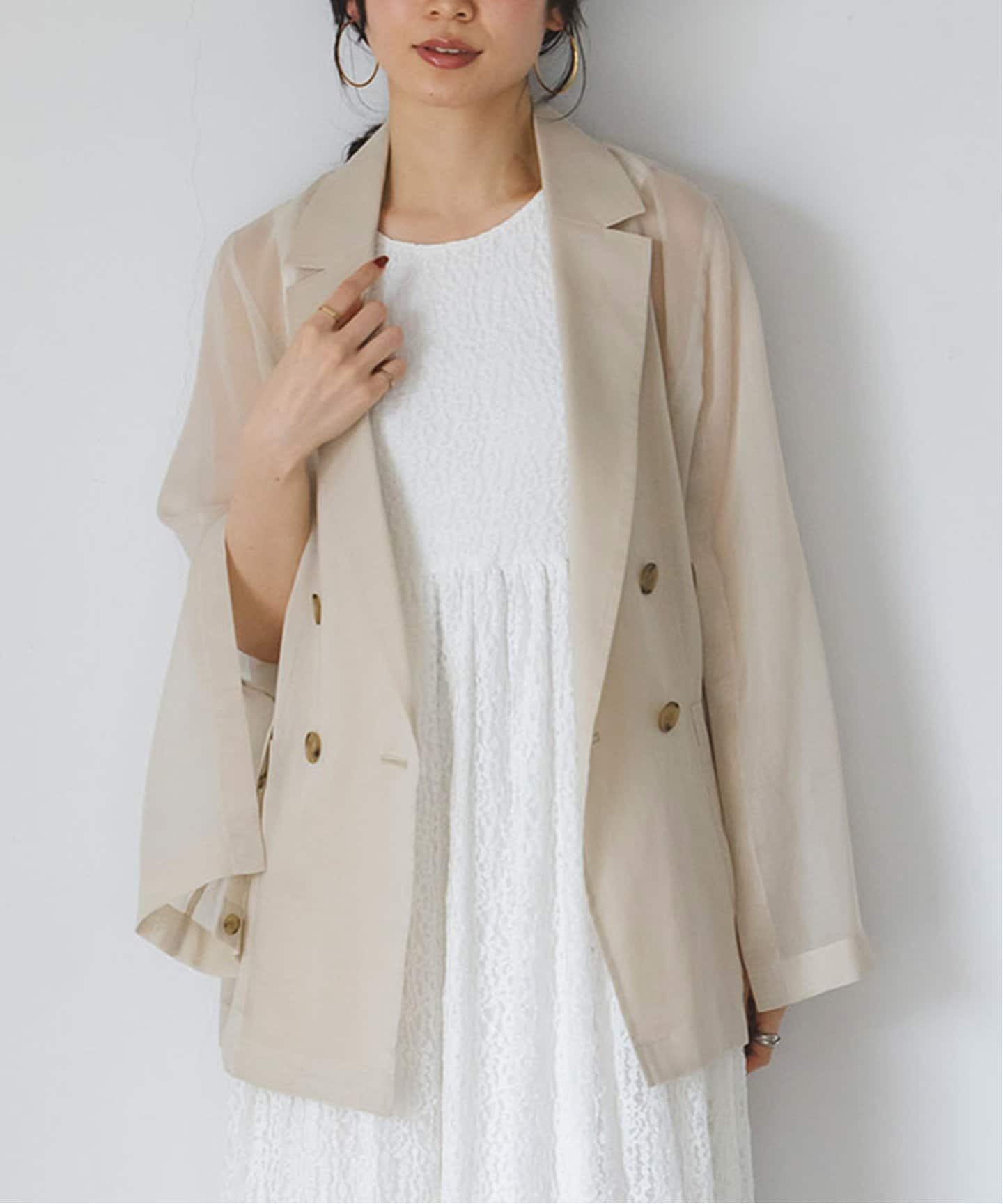 追加》スリットスリーブシアージャケット（テーラードジャケット