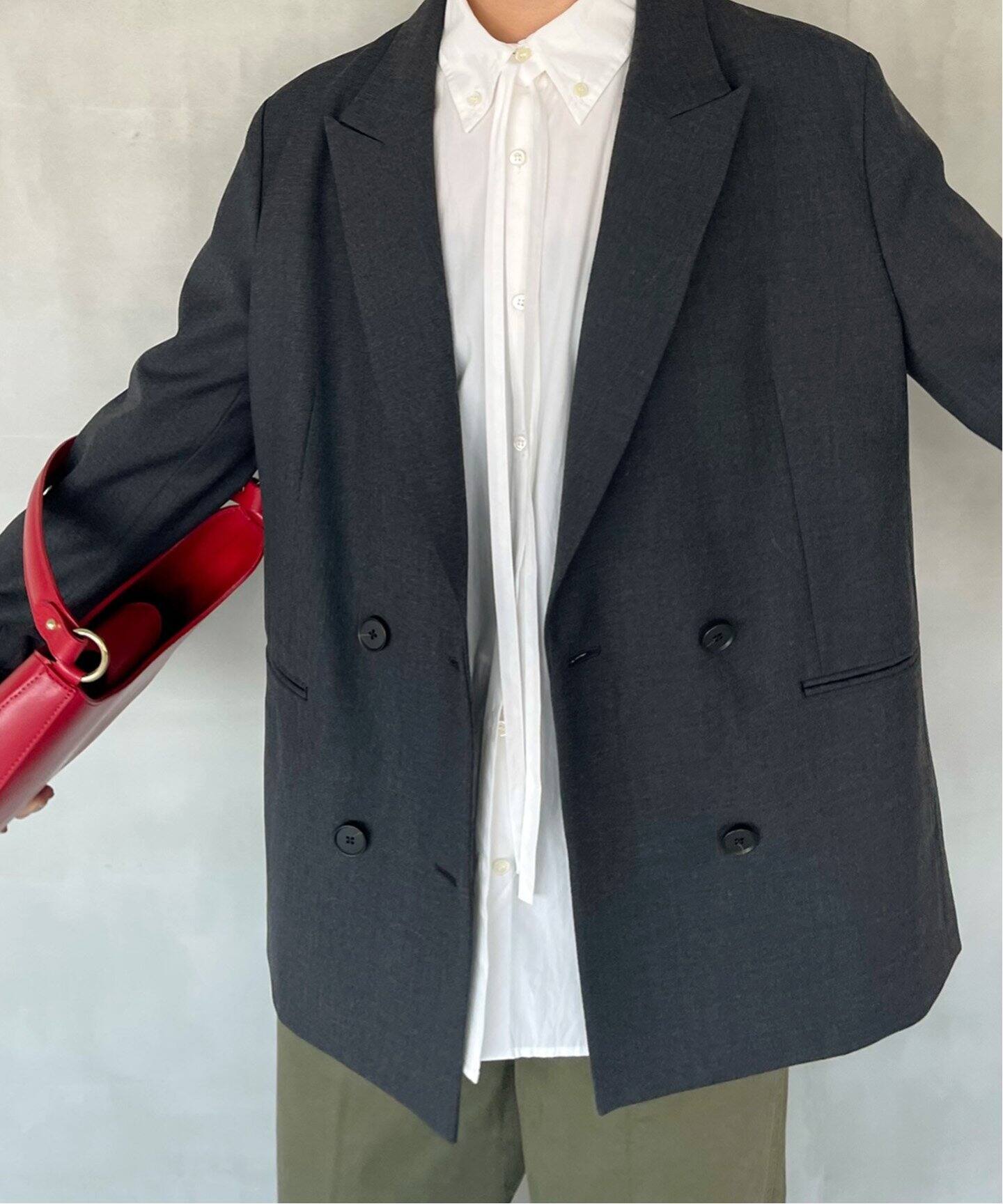 ウールブレンドダブルブレストジャケット（テーラードジャケット