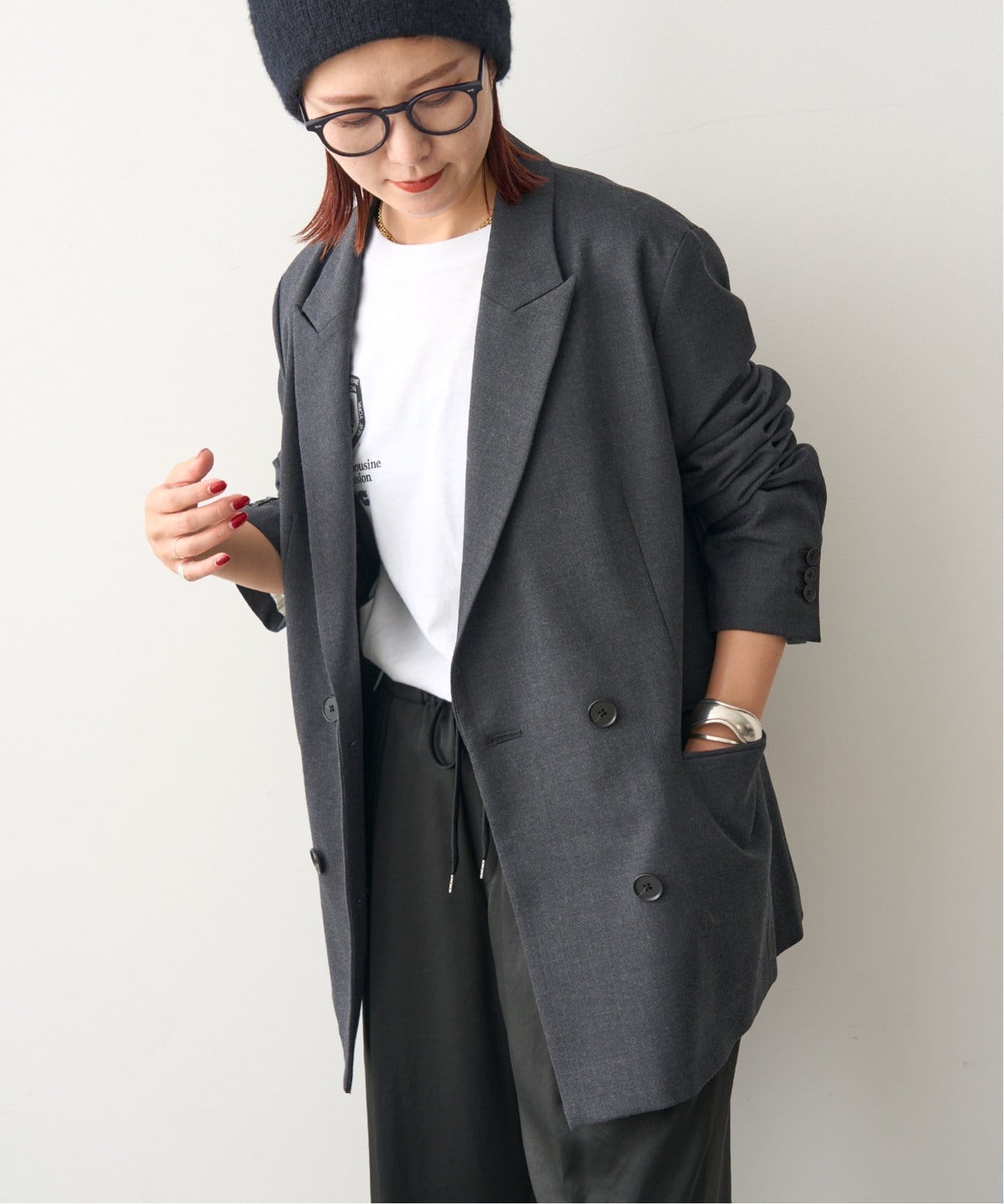 ウールブレンドダブルブレストジャケット（テーラードジャケット