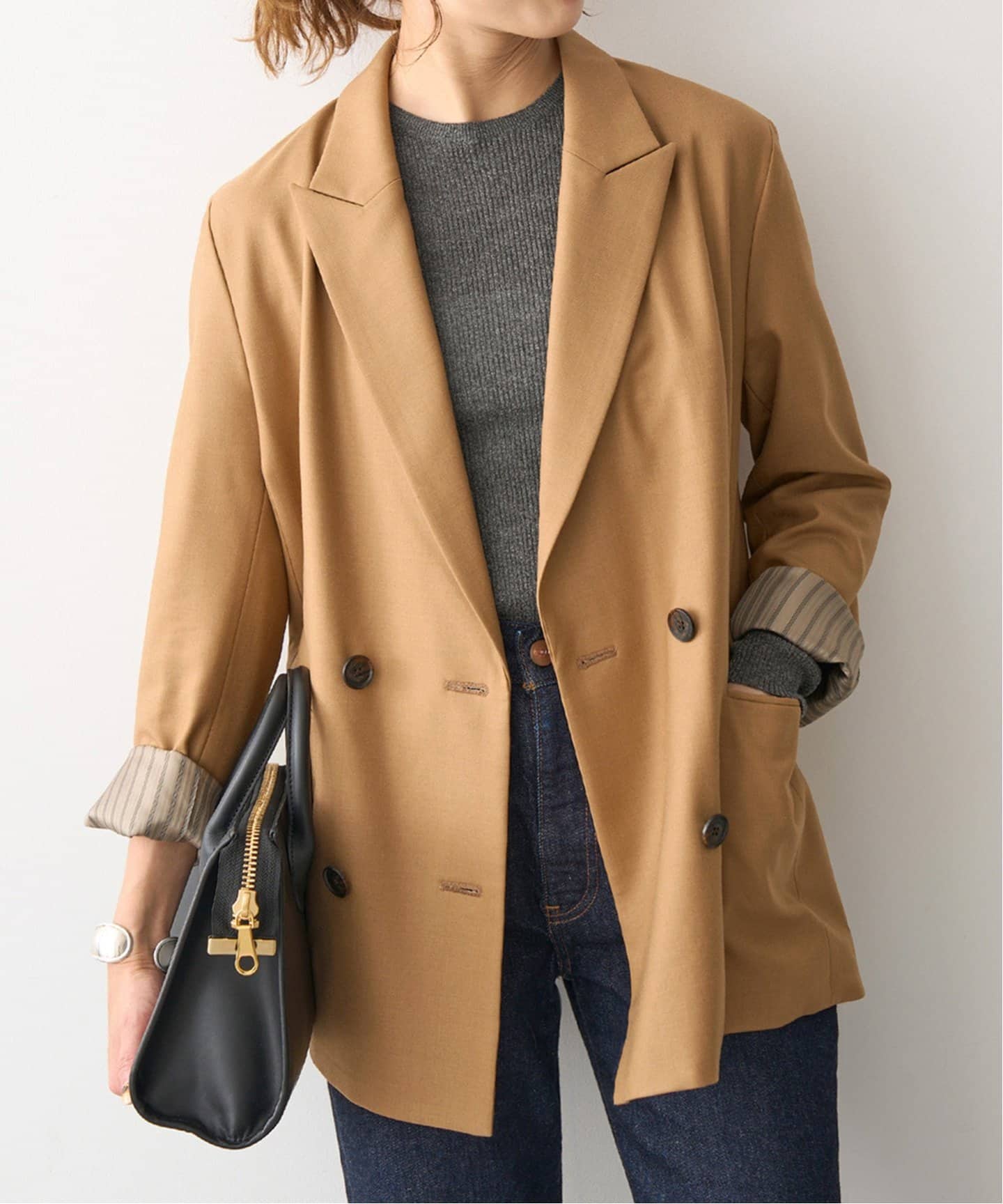 ウールブレンドダブルブレストジャケット（テーラードジャケット