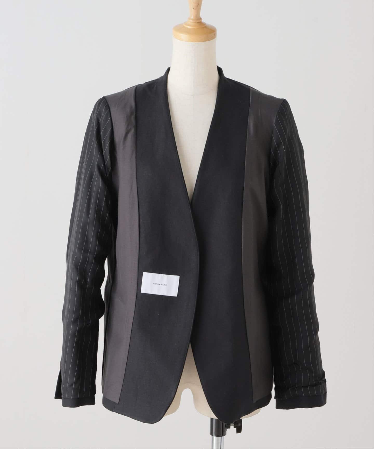 綿麻キャンバスノーカラージャケット（ノーカラージャケット