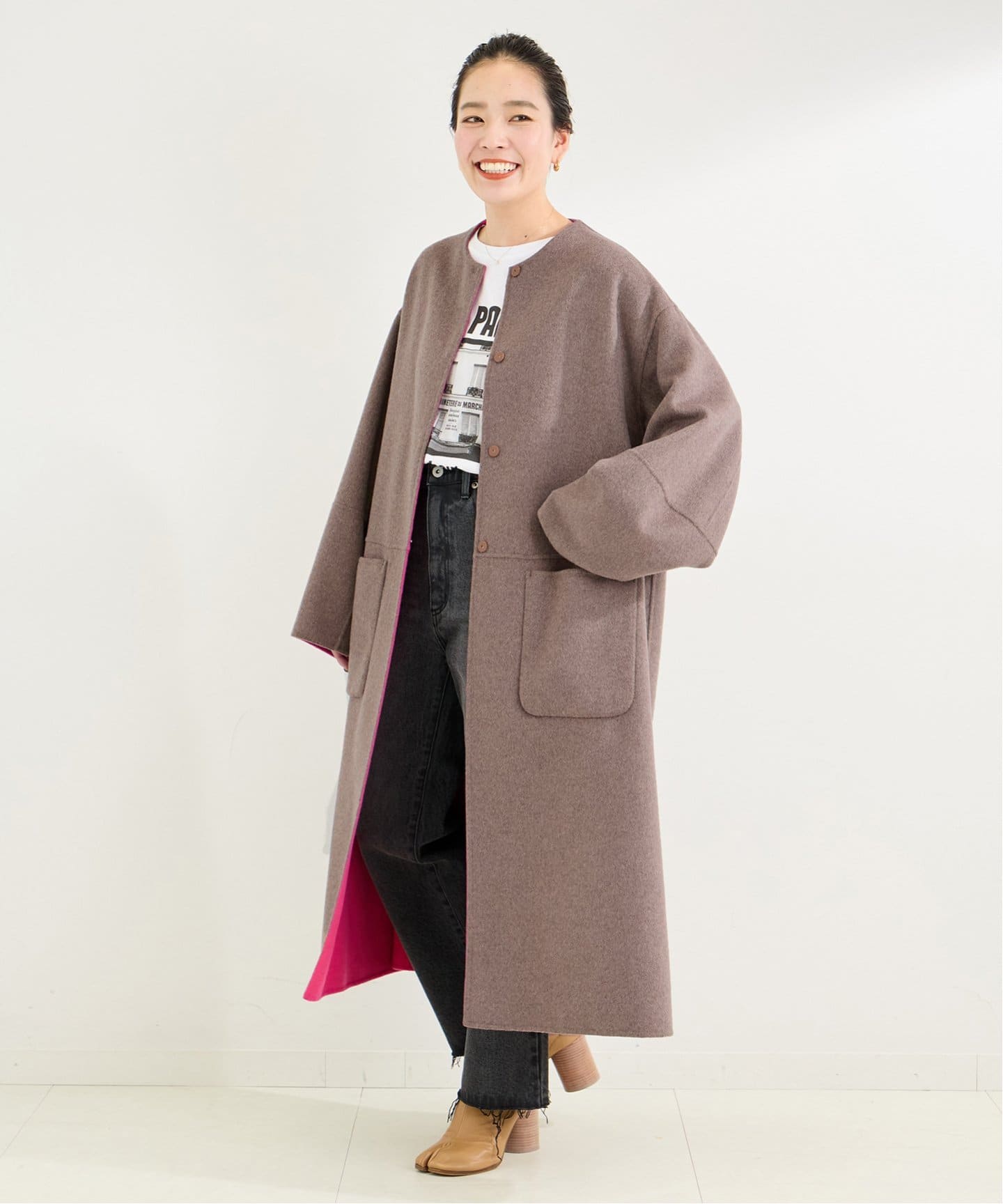 S120ブレンドリバーシブルコート（ノーカラーコート）｜B.C STOCK