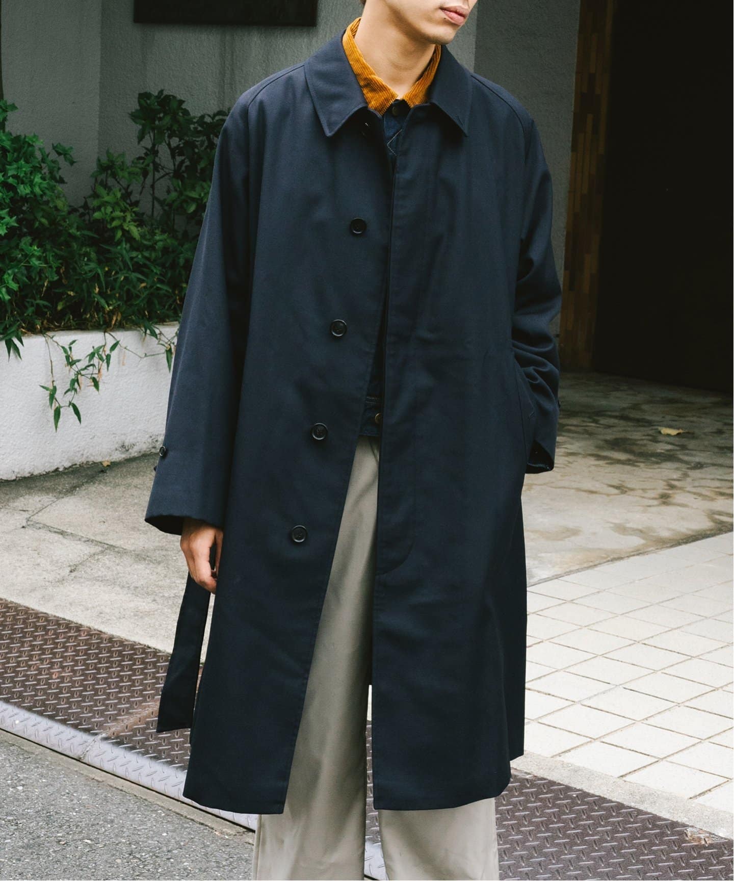 LE / エルイー】ウール バルカラー コート（ステンカラーコート）｜L