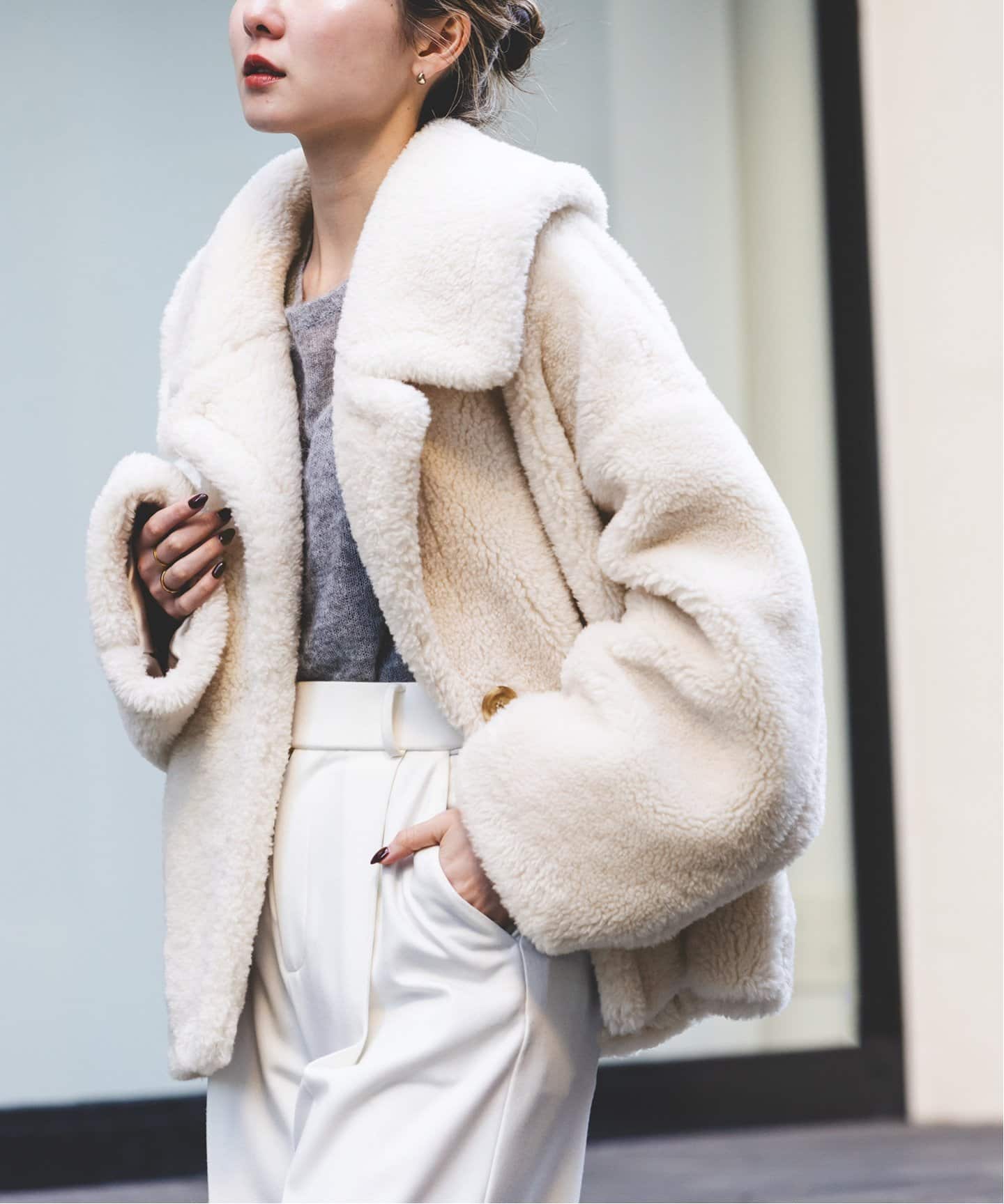 スノーボアビッグカラーコート（ボア・フリース）｜NOBLE（ノーブル