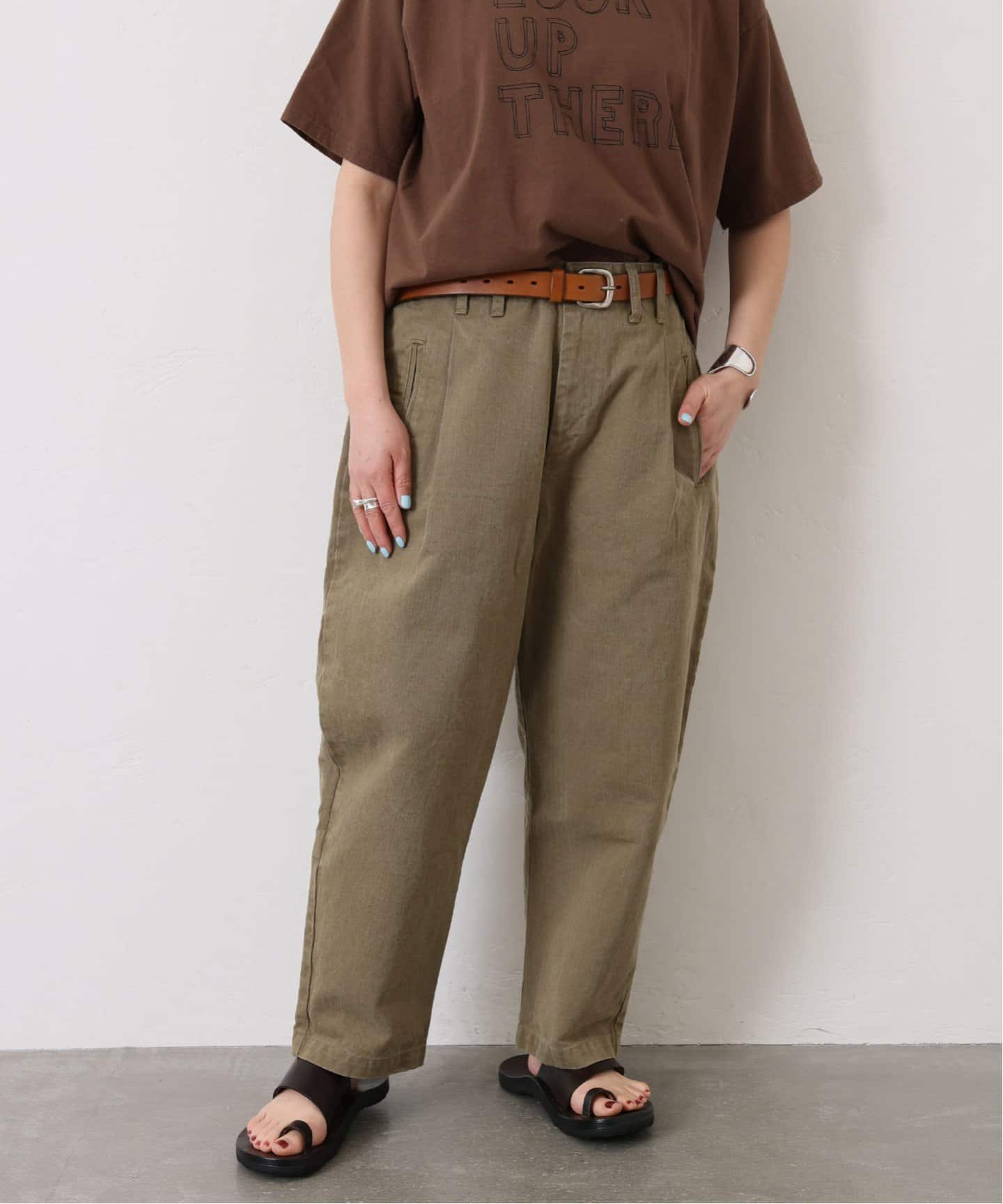 Vヘリンボンミリタリータックパンツ ヴィンテージヘリンボン