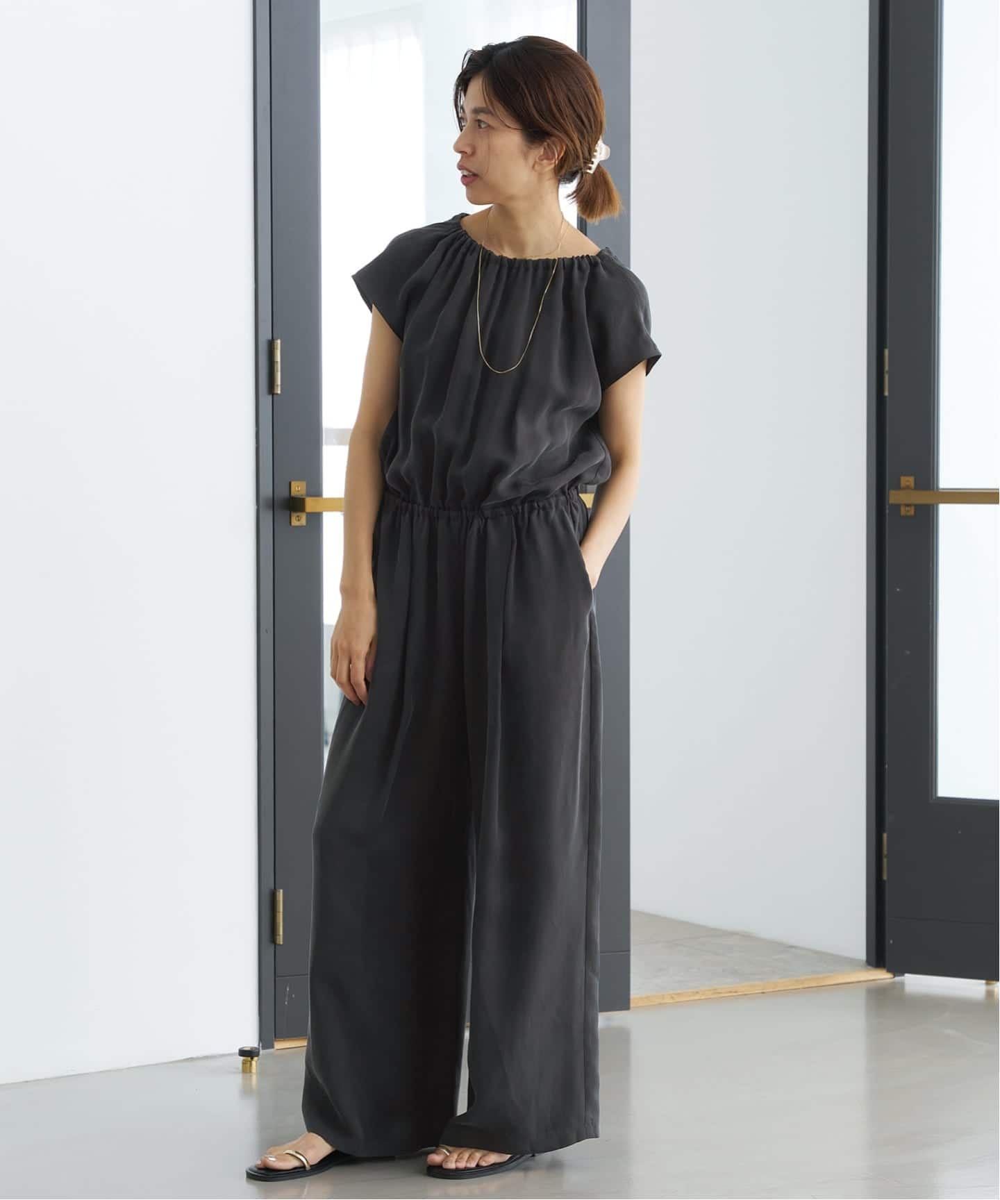 追加3》キュプラギャザーネックオールインワン（つなぎ