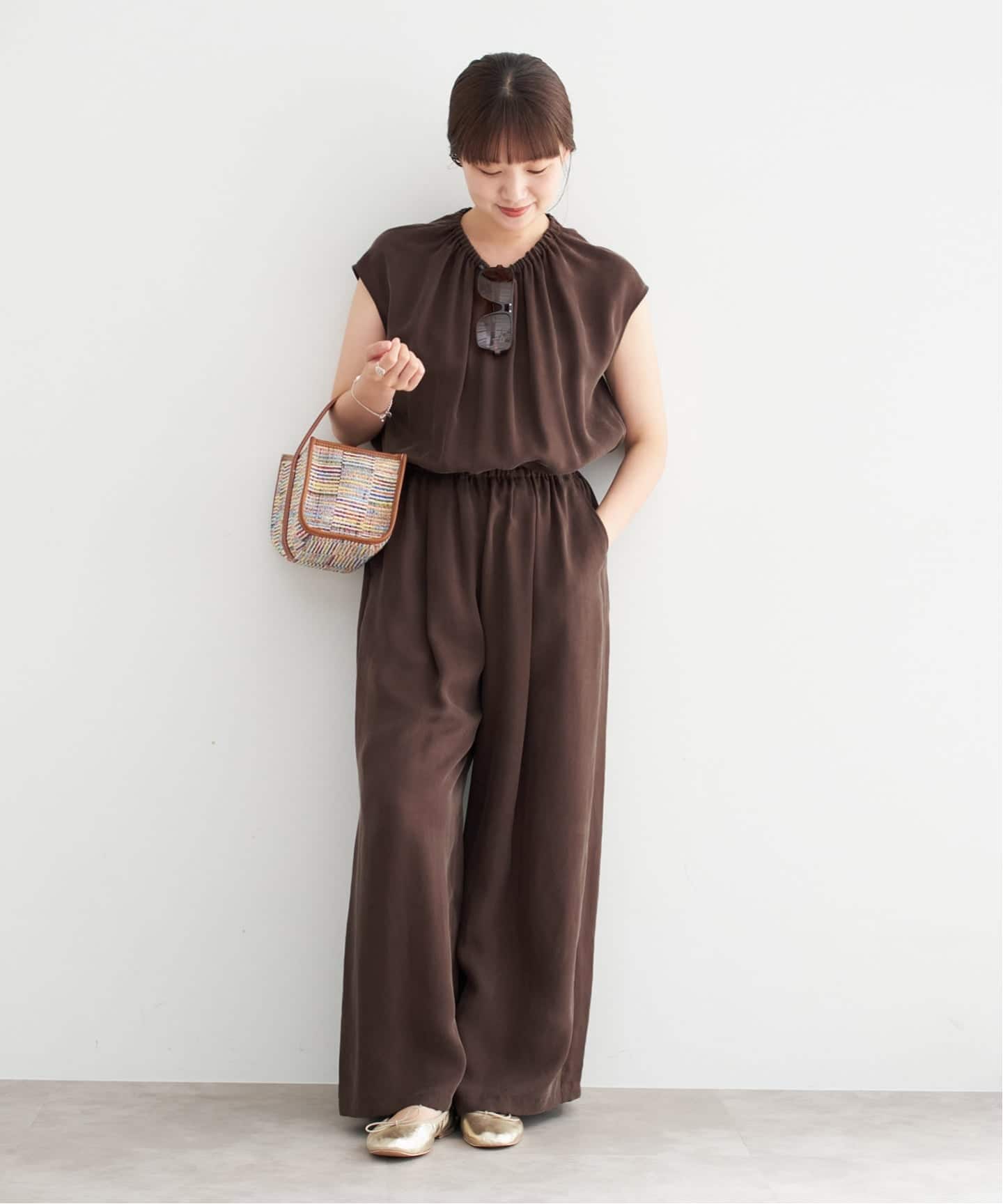 追加3》キュプラギャザーネックオールインワン（つなぎ