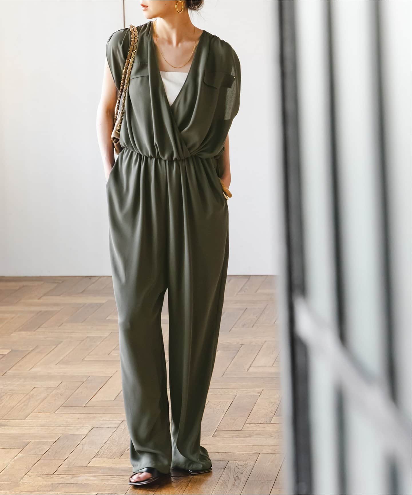 洗える】ミリタリーバックサテンオールインワン（つなぎ