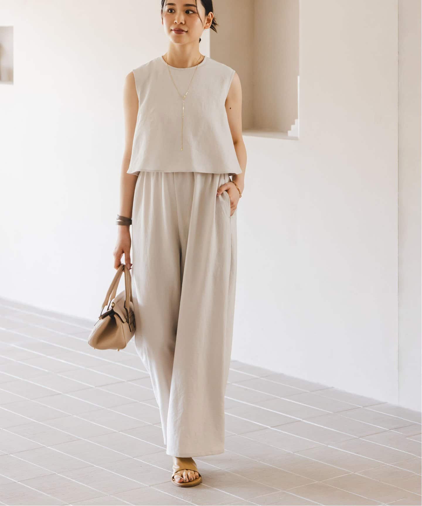 追加》ダブルクレープスリーブレスオールインワン2（つなぎ