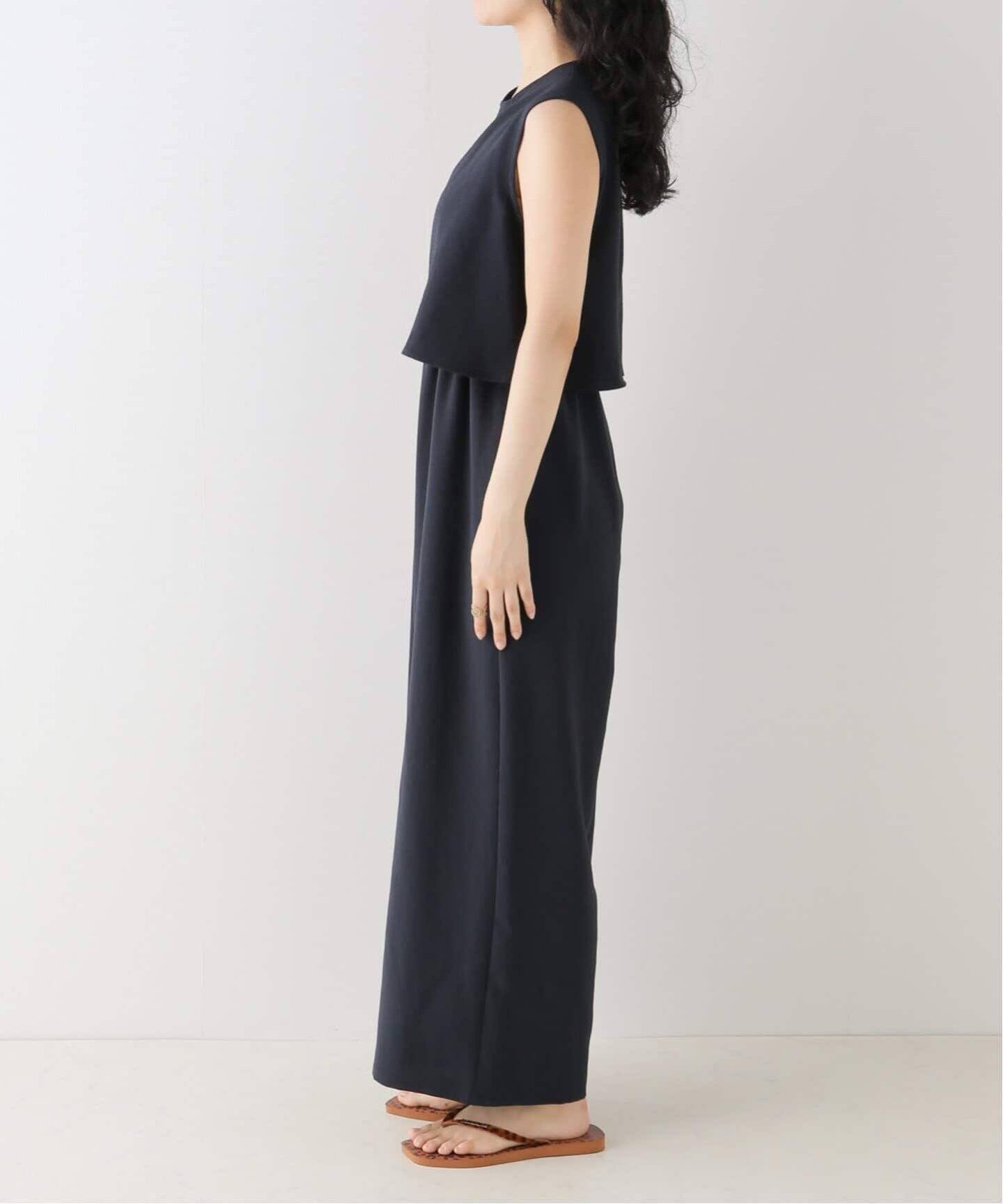 追加》ダブルクレープスリーブレスオールインワン3（つなぎ