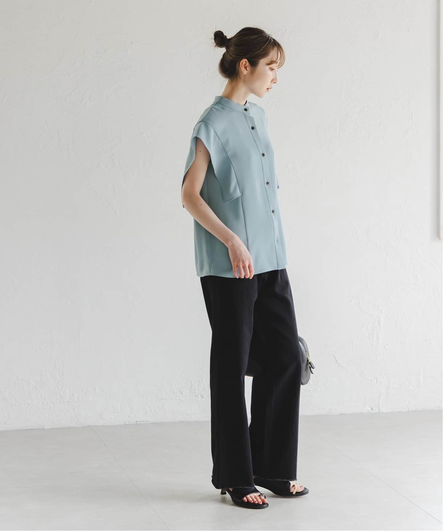 WEB限定追加》スクエアースリーブフロントオープンブラウス（シャツ